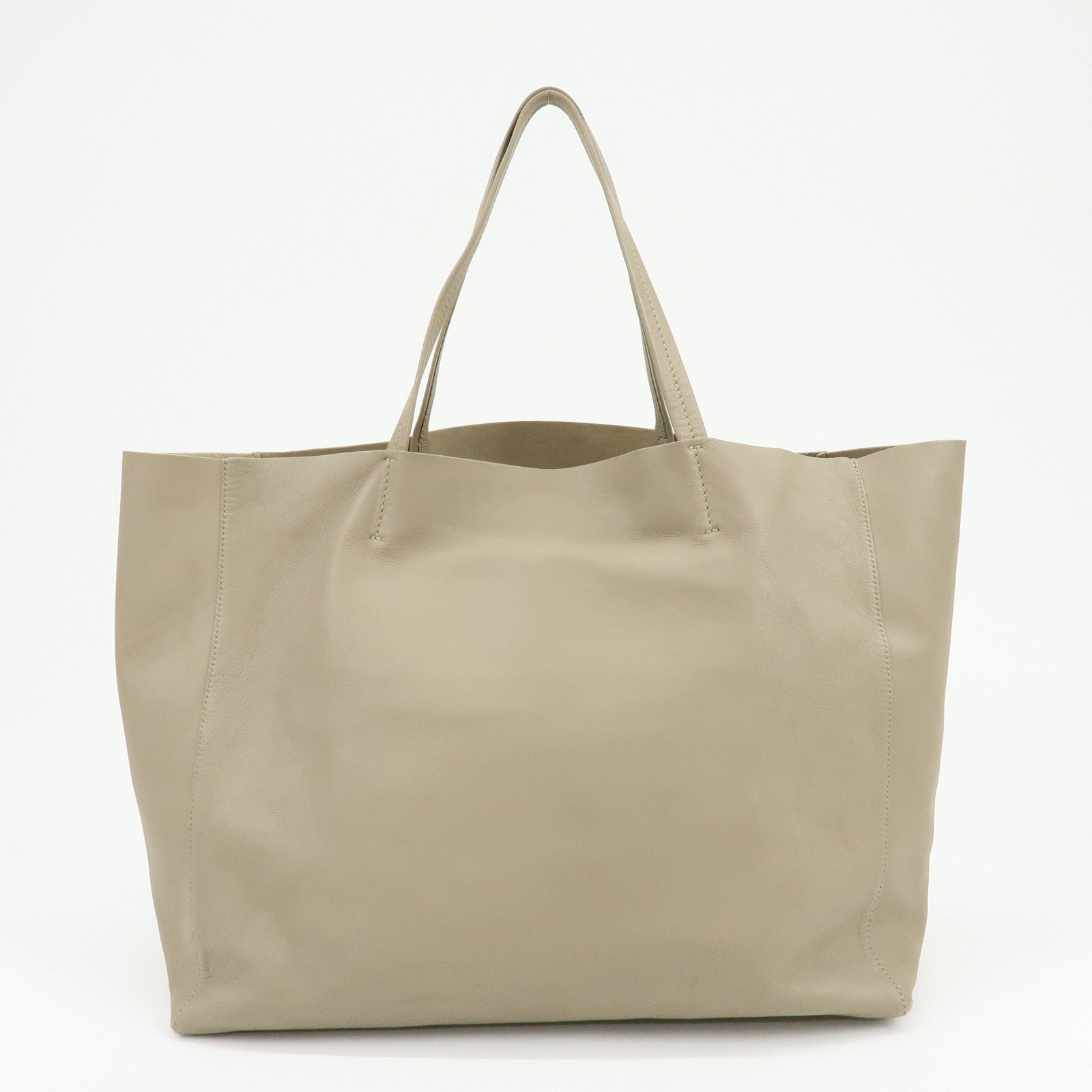 CELINE Leather Tote Bag Shoulder Bag Greige