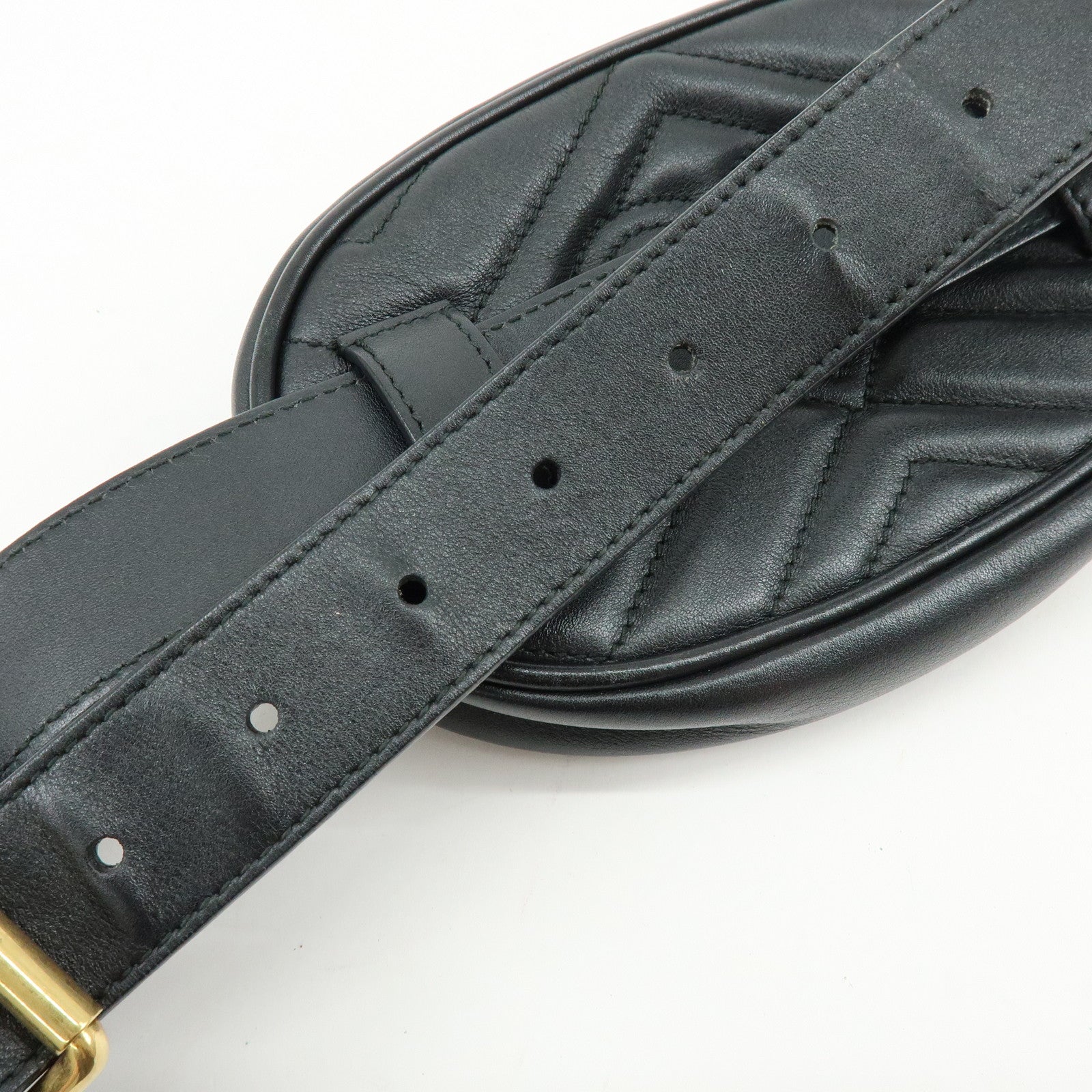 GUCCI GG Marmont Leather Waist Bag Crosbody Bag Black 476434