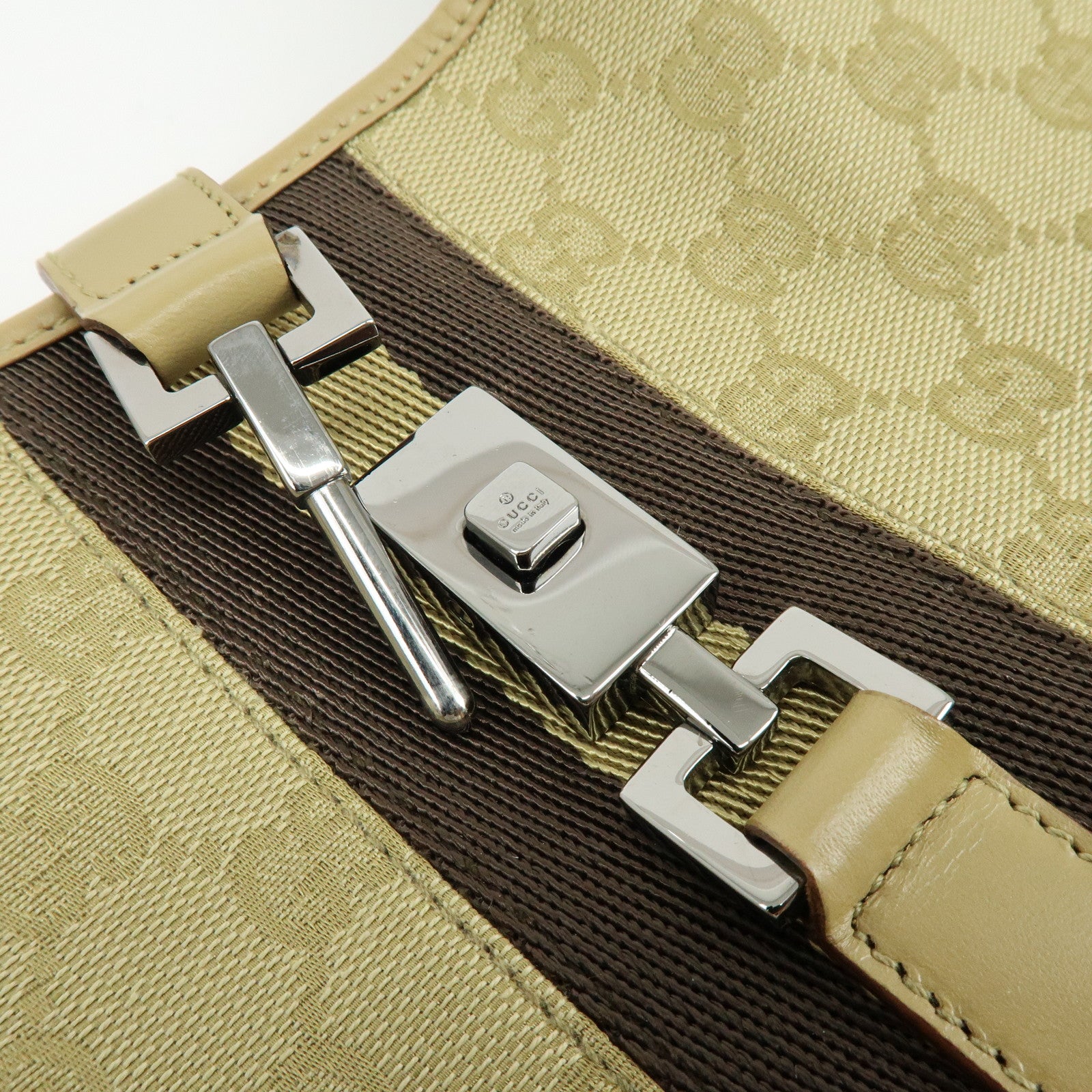 GUCCI Jackie Sherry GG Canvas Leather Shoulder Bag Beige 00963 001998