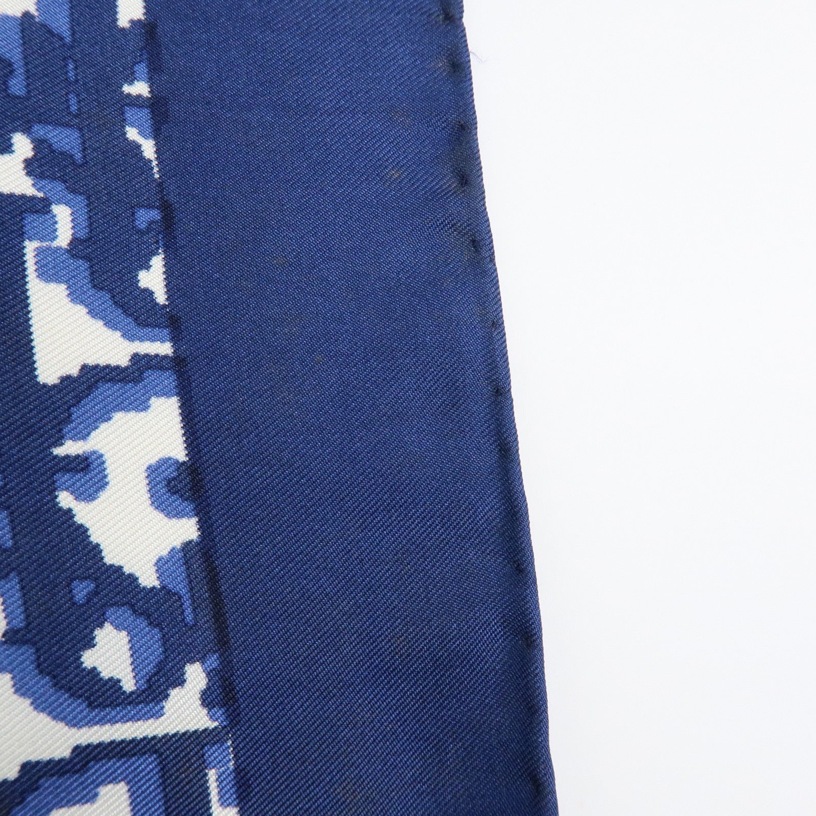 Christian Dior Trotter Silk 100% Scarf Navy Blue White