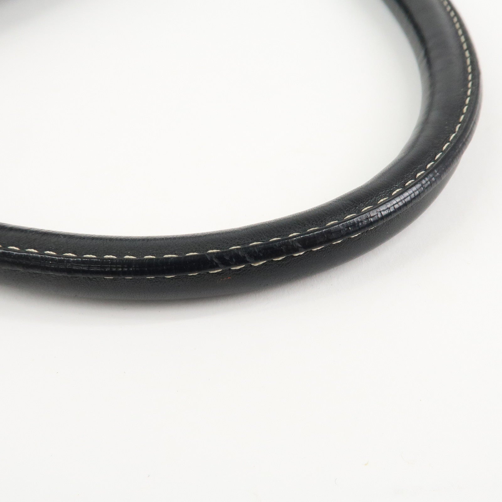 Christian Dior CD Logo Leather Shoulder Bag Hand Bag Black Used