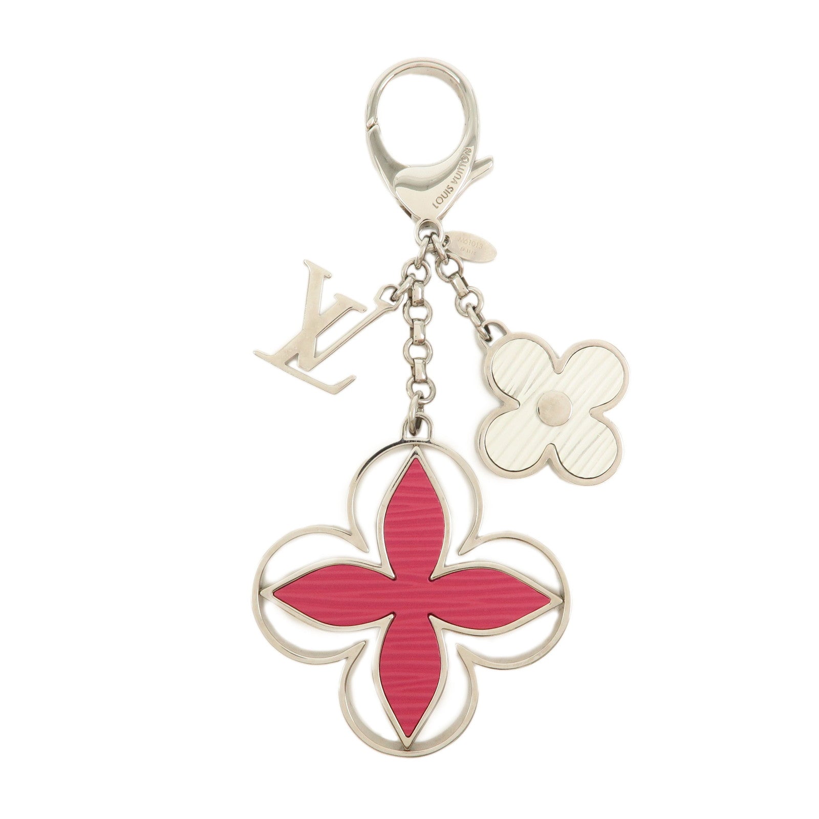 Louis Vuitton Epi Limy Metal Bag Charm Key Ring Silver Pink M61013
