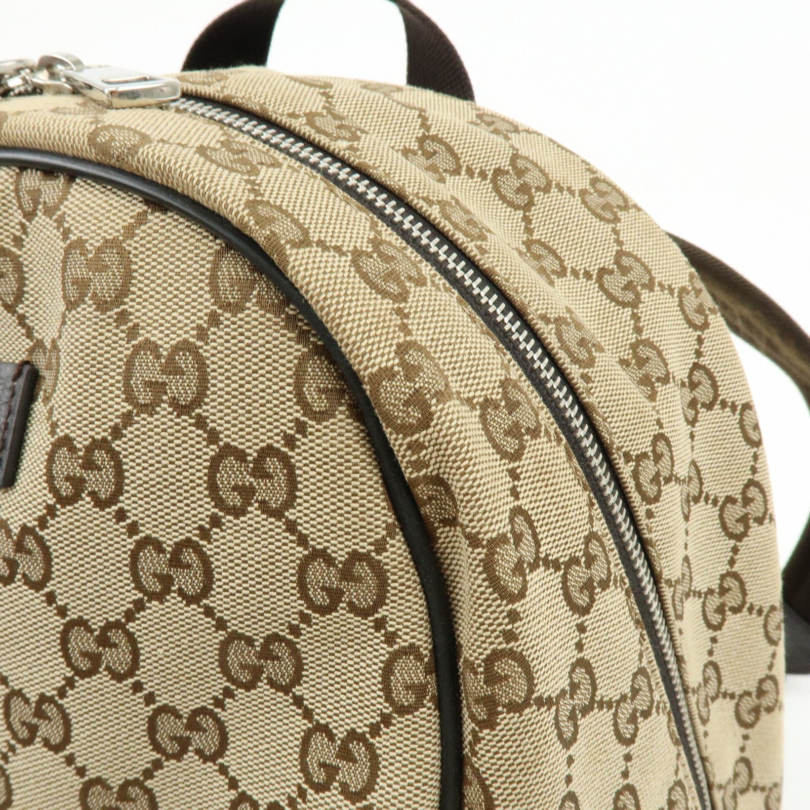 GUCCI GG Canvas Leather Backpack Rucksuck Beige Brown 449906