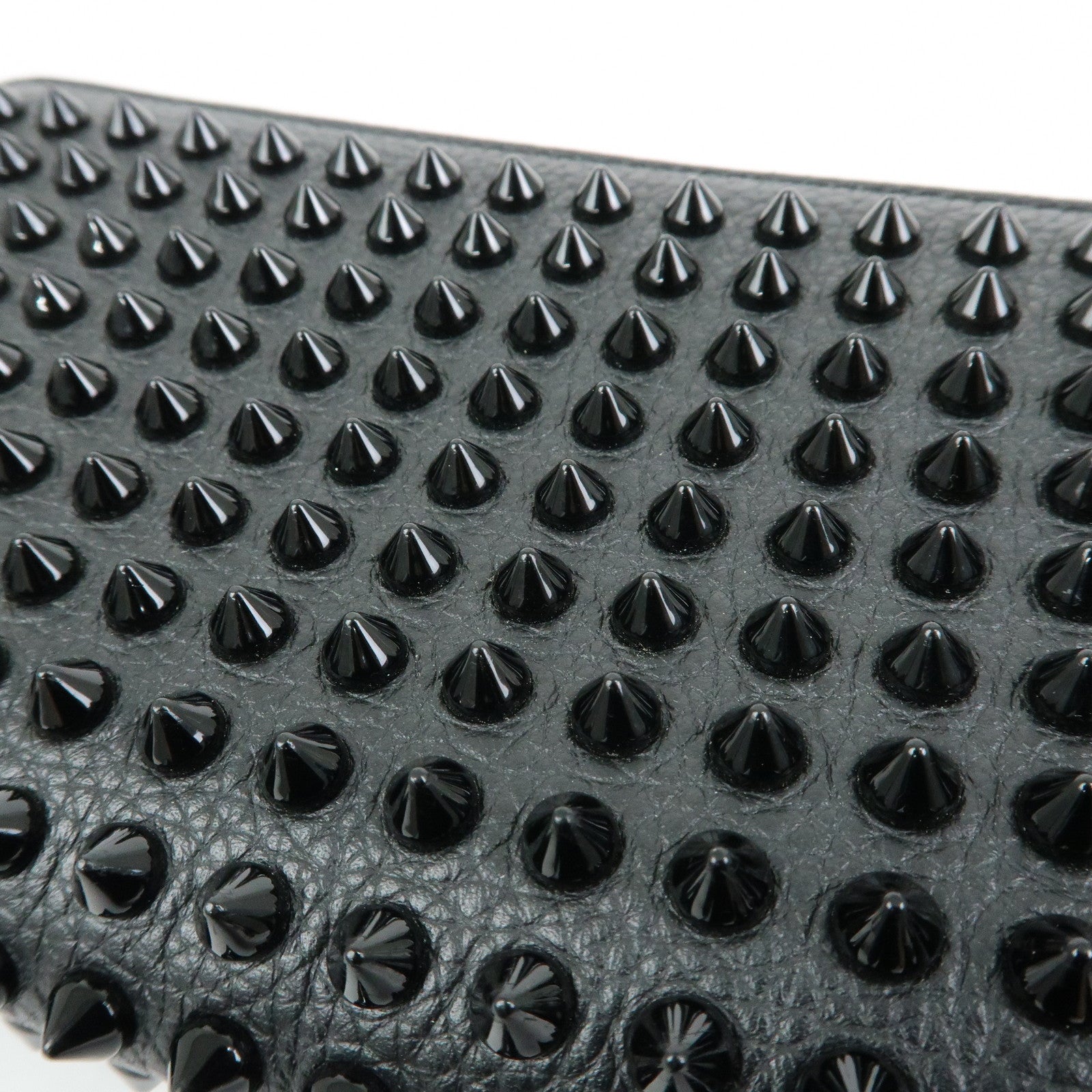 Christian Louboutin Studs Leather Round Zippy Long Wallet Black