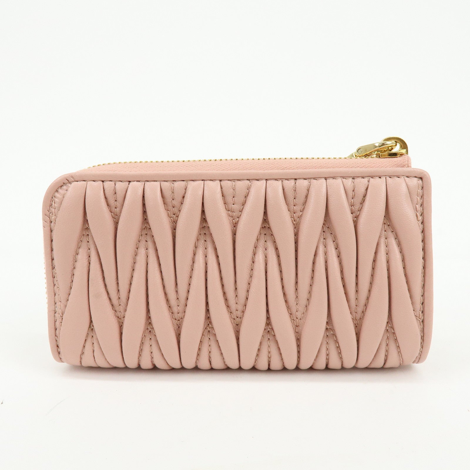 MIU MIU Matelasse Nappa Leather Coin Case Card Case Pink