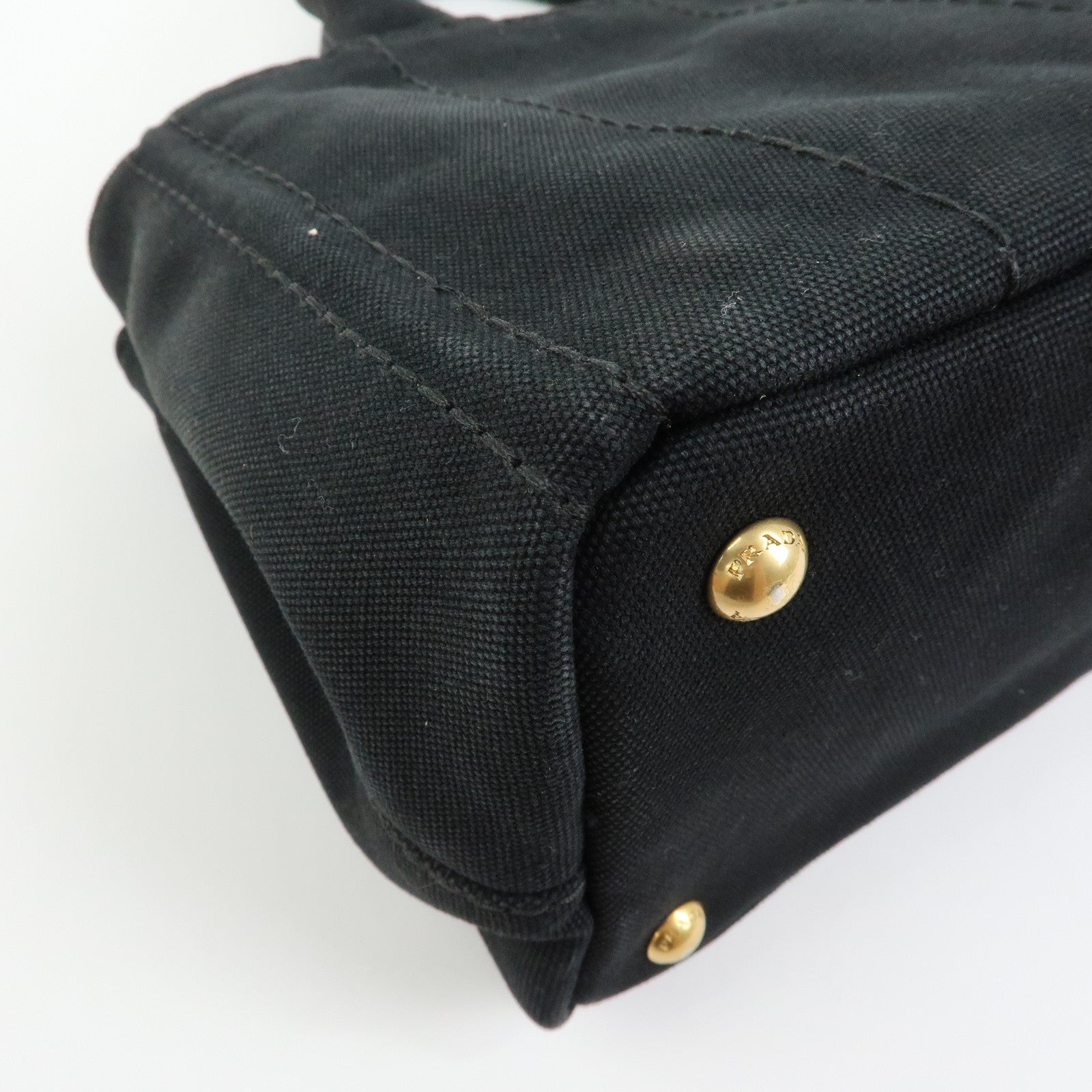 PRADA Canapa Triangle Logo Mini Canvas 2Way Hand Bag Black 1BG439