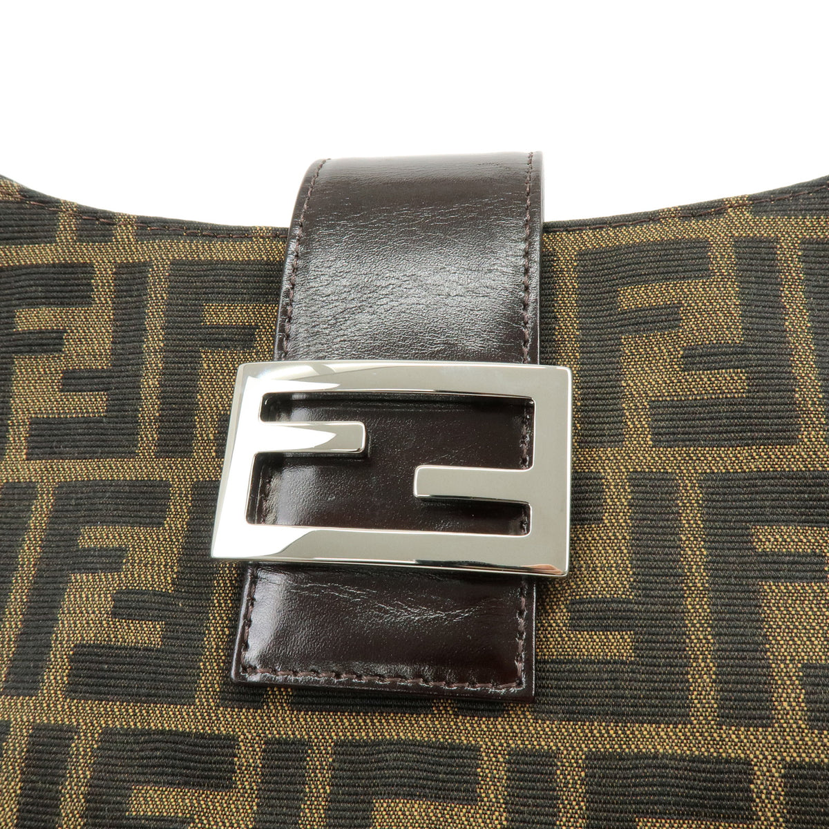FENDI Zucca Canvas Leather Shoulder Bag Hand Bag Brown 0916115