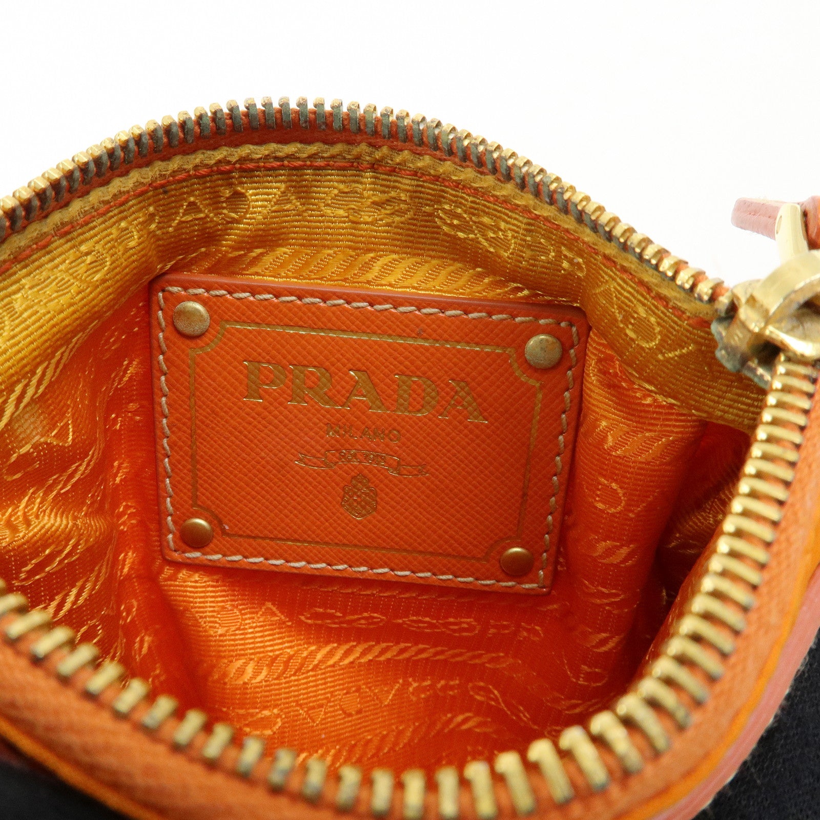 PRADA Nylon Leather Chain Shoulder Bag Crossbody Bag Papaya Orange