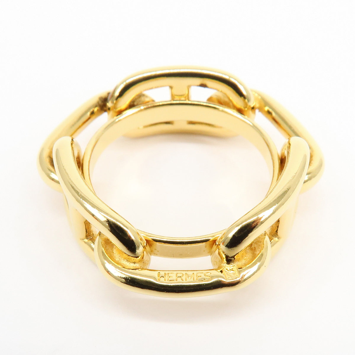 HERMES Lot of 2 Chaine d'Ancre Enchainee Cosmos Metal Scarf Ring Gold