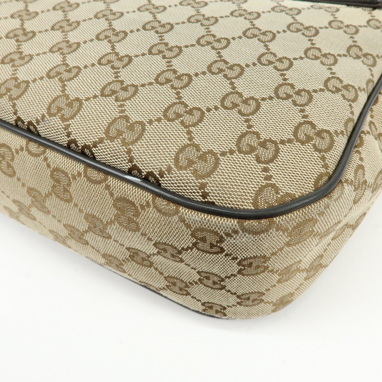 GUCCI GG Canvas Leather Shoulder Bag Crossbody Bag Beige Brown 449171