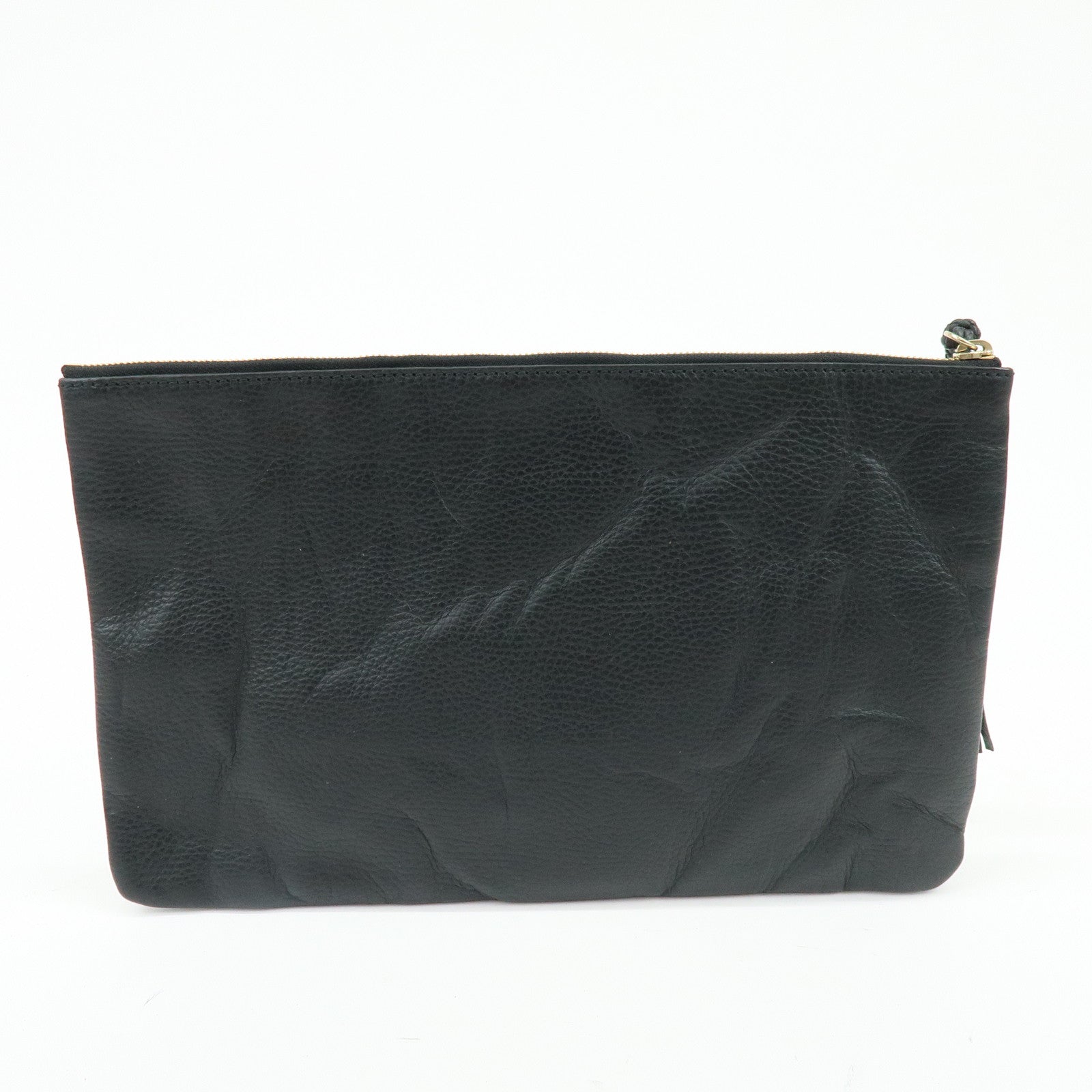 GUCCI Bamboo Leather Clutch Bag Flat Pouch Black 449653