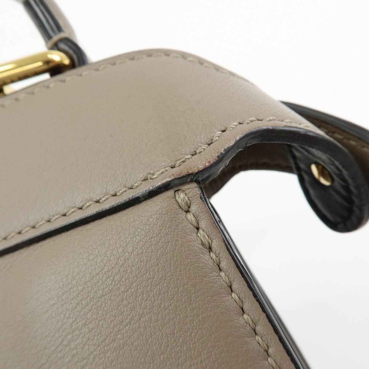 FENDI Peek a Boo ISeeU Small Leather 2Way Bag Hand Bag Greige 8BN327
