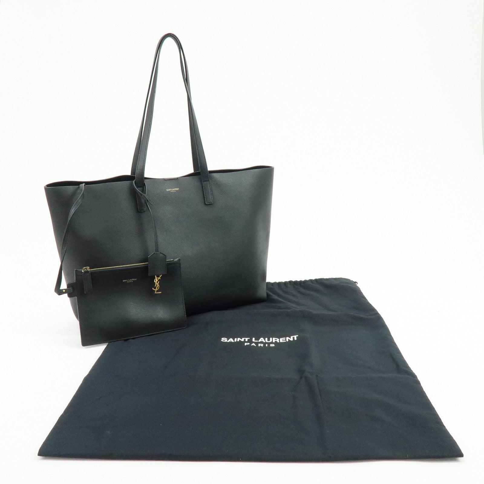 SAINT LAURENT PARIS Cassandra Leather Tote Bag Shoulder Bag Black