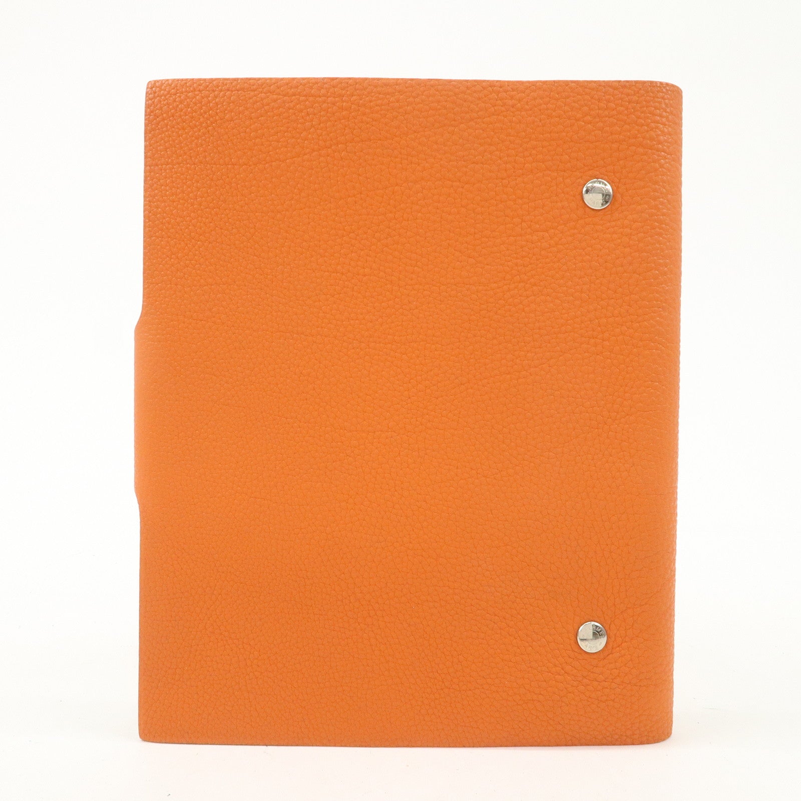HERMES Togo Leather Ulysse MM □O Stamped Notebook Cover Potiron Orange Used