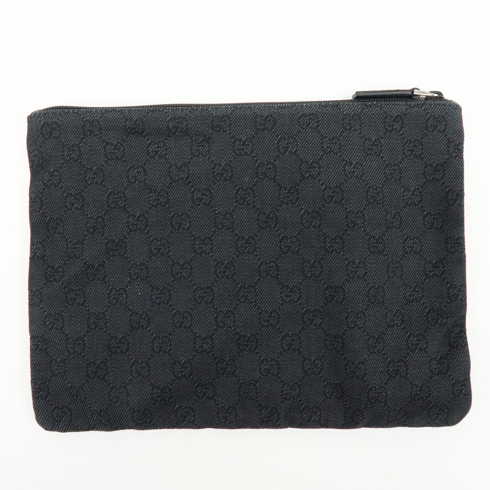 GUCCI GG Denim Leather Boston Bag Shoulder Bag Hand Bag Black 105671