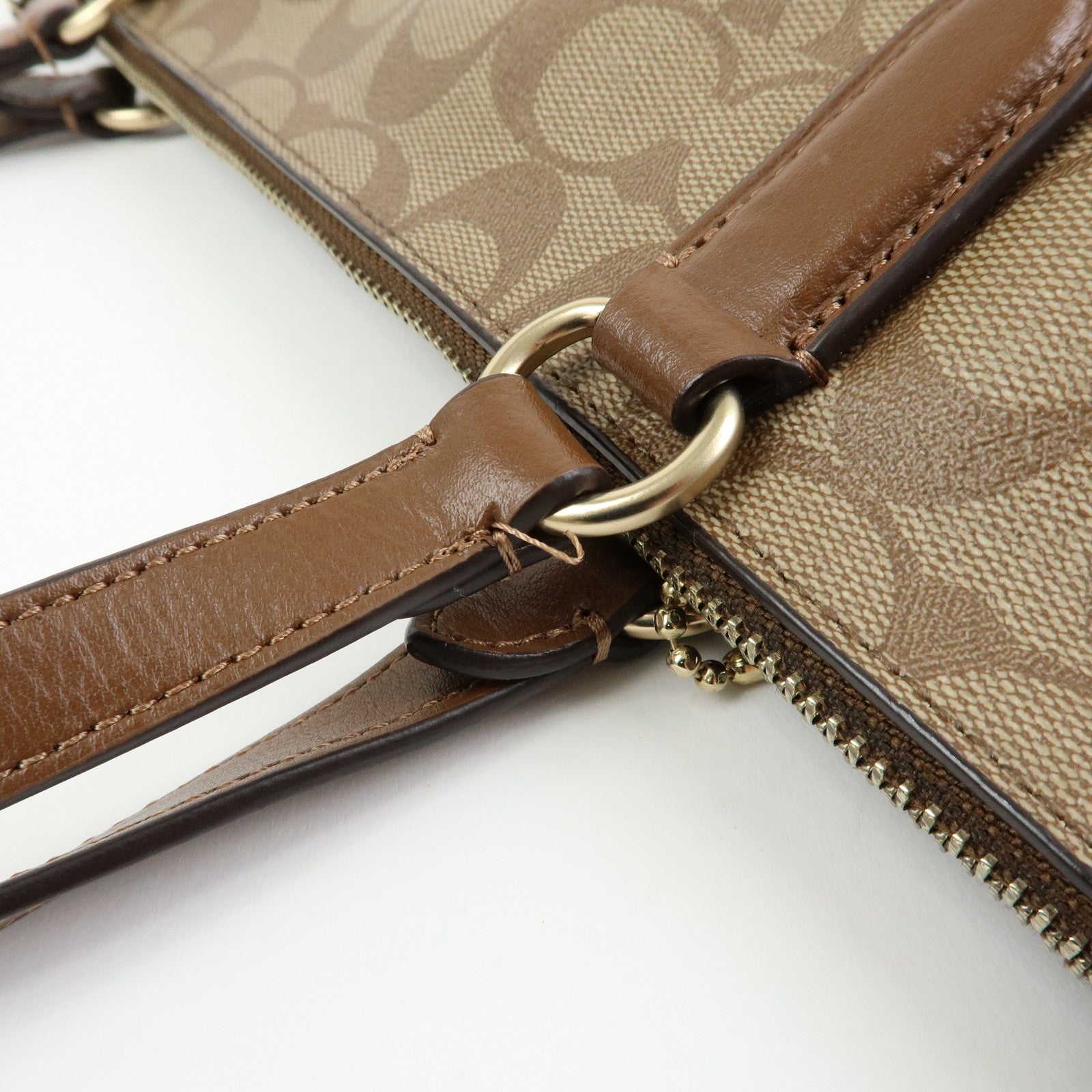 COACH Signature PVC Leather Tote Bag Hand Bag Brown F29208