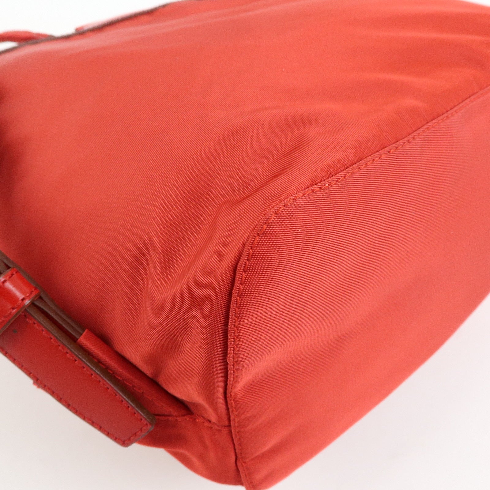 PRADA Triangle Logo Nylon Leather Backpack Rucksuck Red