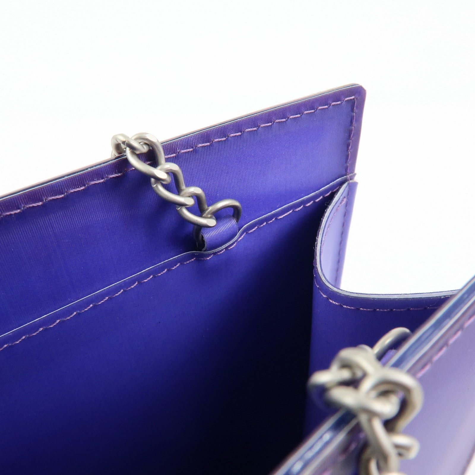 CHANEL COCO Mark Vinyl Hologram Logo Chain Shoulder Bag Purple