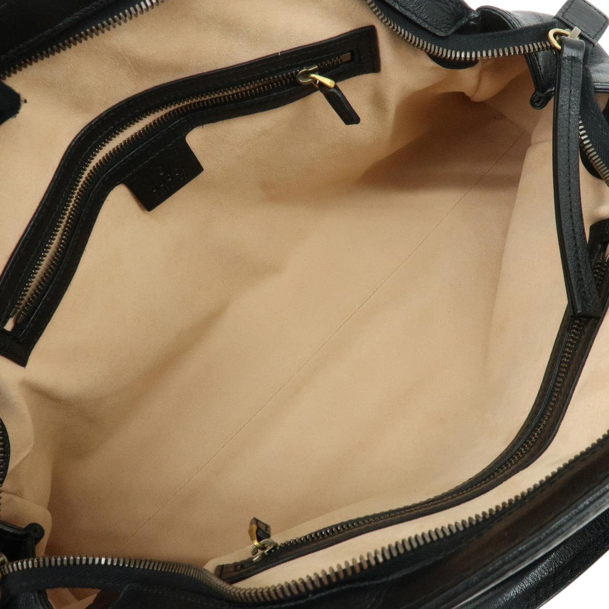 GUCCI Rebelle Double G Leather 2Way Bag Hand Shoulder Bag Black 516459