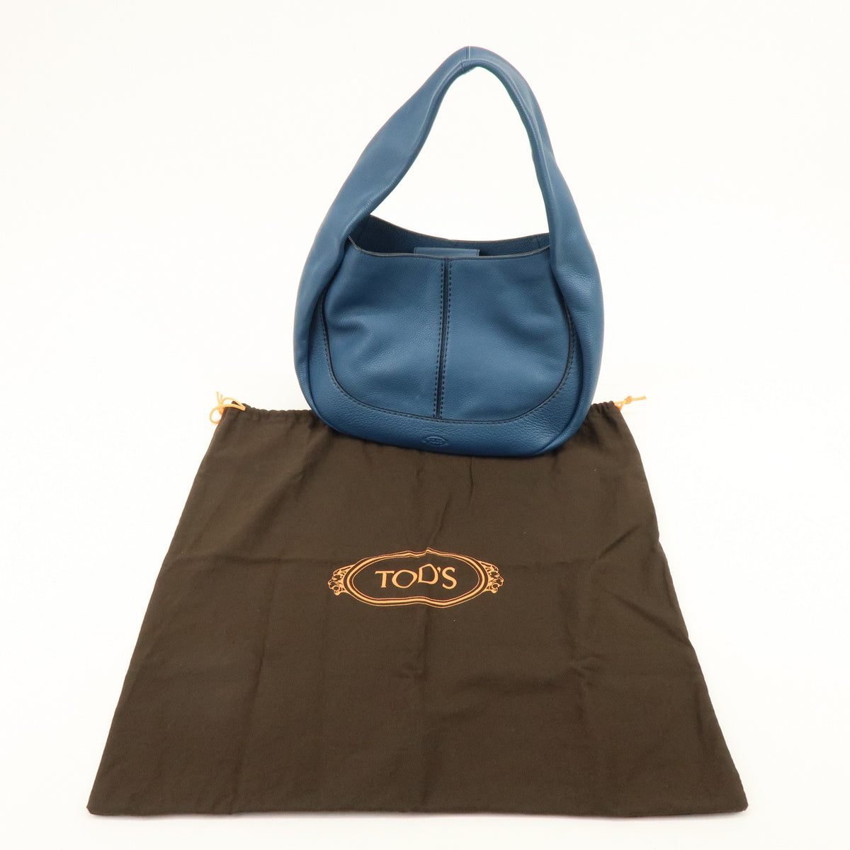 TOD'S Hobo Leather Shoulder Bag Hand Bag Blue