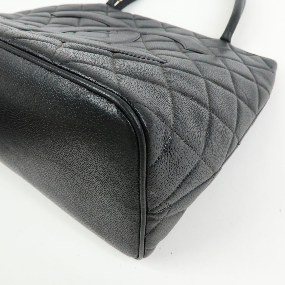 CHANEL Medallion Matelasse COCO Mark Caviarskin Tote Hand Bag A01804