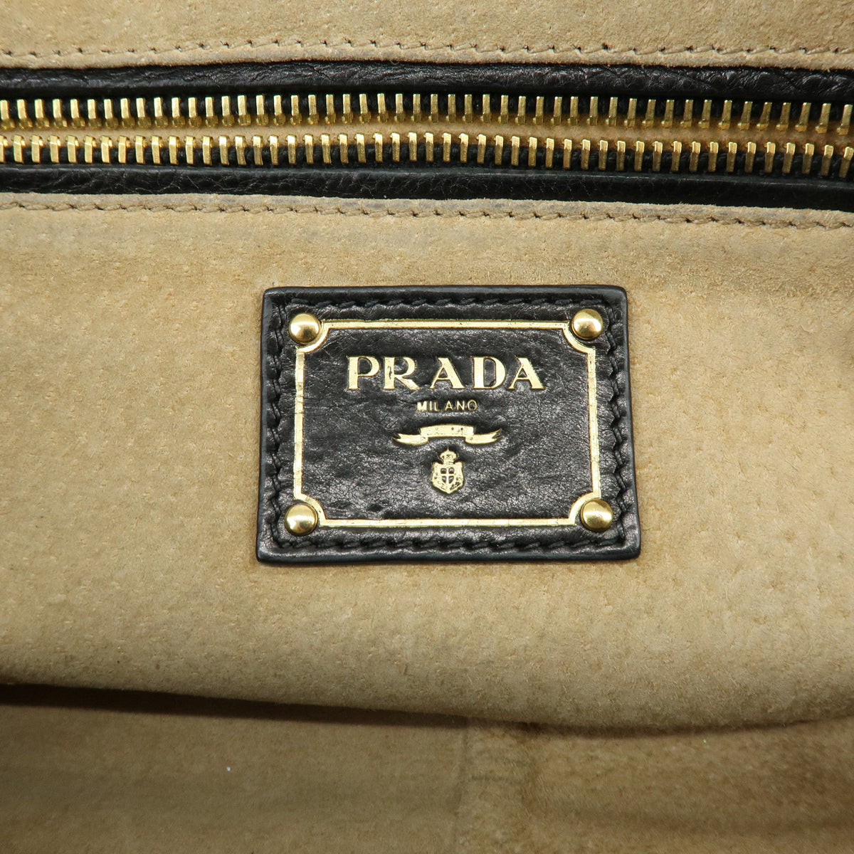 PRADA Leather Chain Shoulder Bag Studded Black Gold Silver BR4588