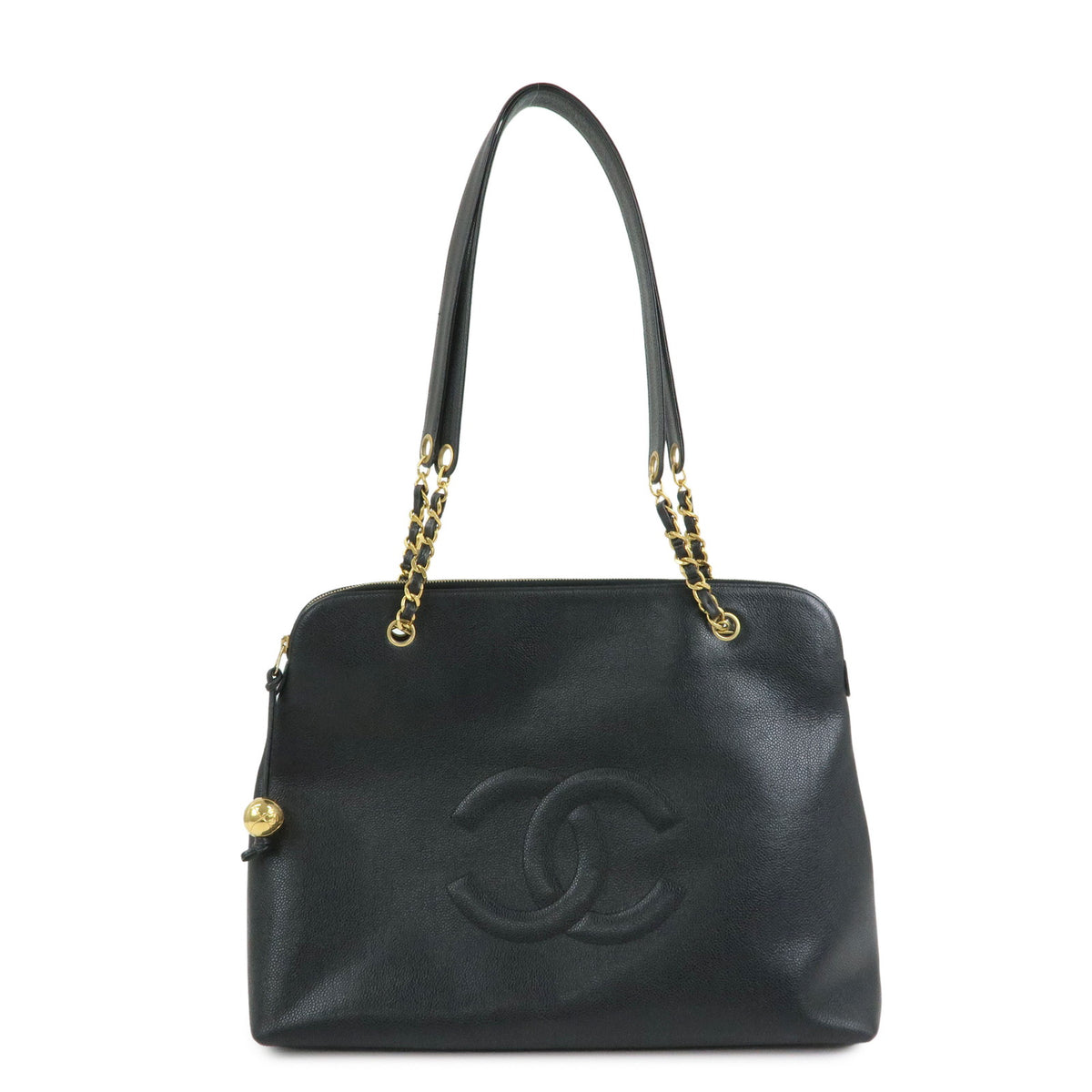 CHANEL COCO Mark Caviarskin Chain Shoulder Bag Tote Bag Black A03578