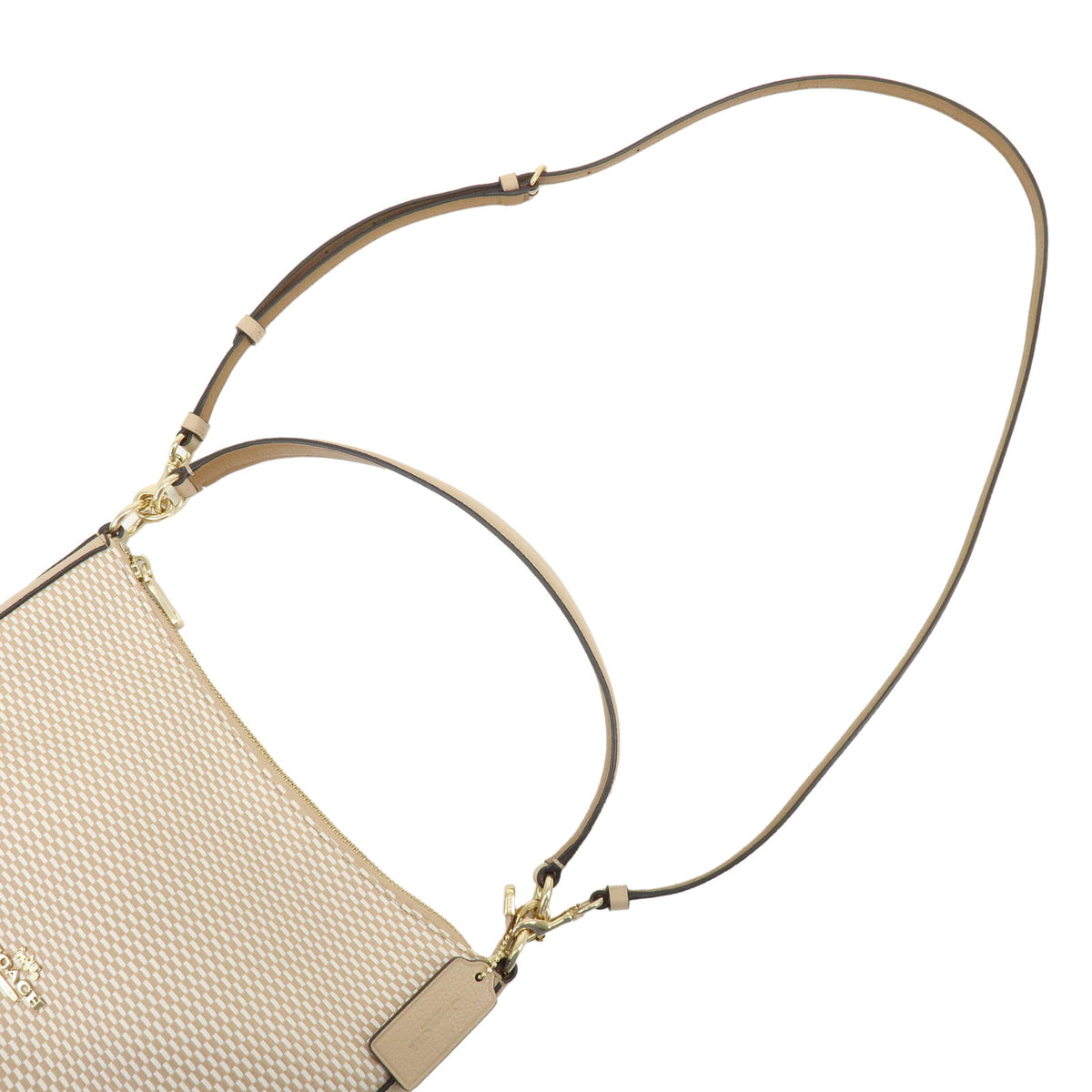 COACH Canvas Leather 2Way Shoulder Bag Hand Bag Beige
