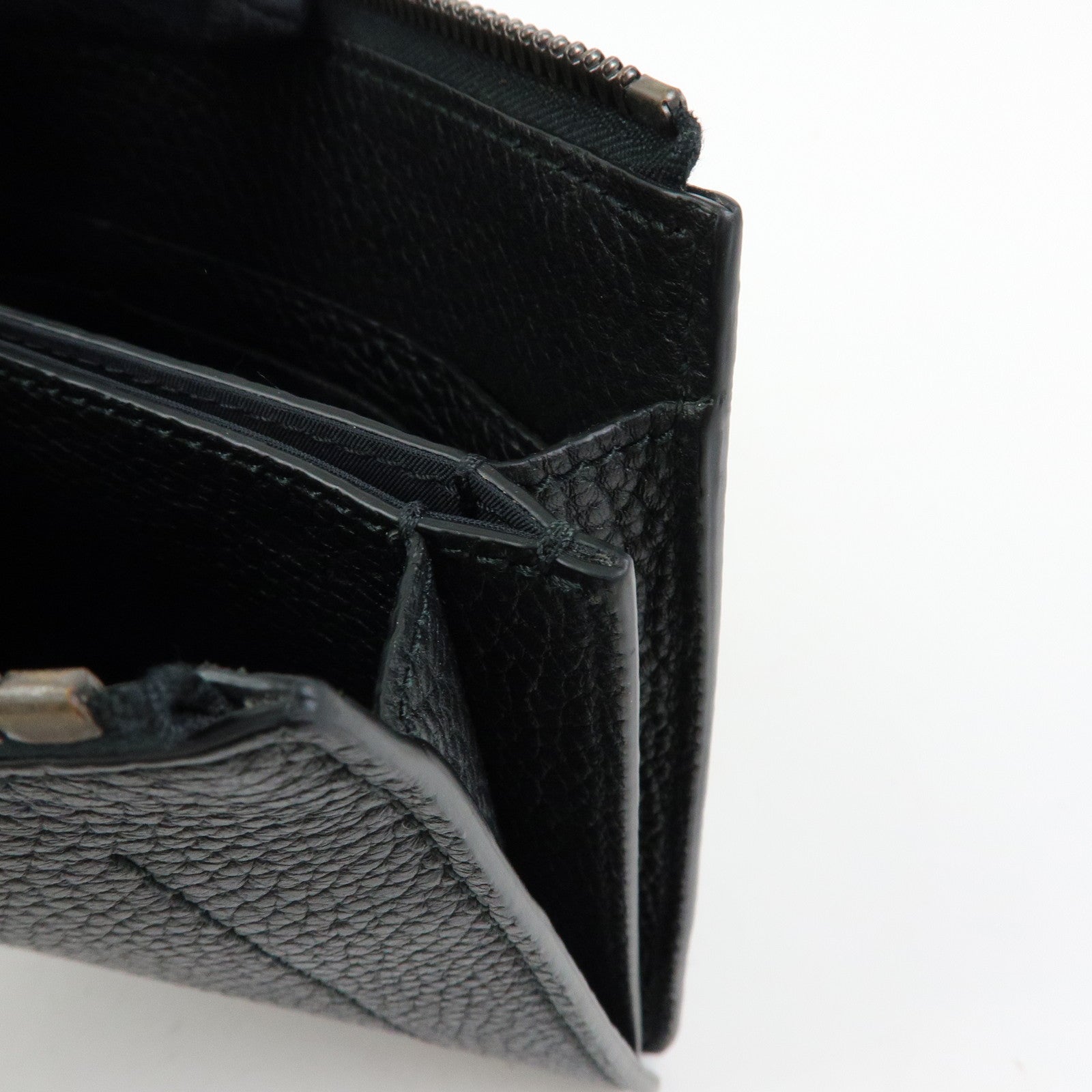 Ferragamo Leather Clutch Bag Flat Pouch Purse Black