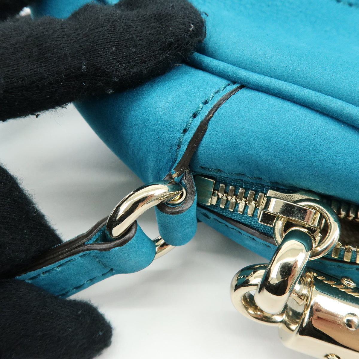 GUCCI SOHO Interlocking G Leather Disco Bag Shoulder Bag Blue 308364