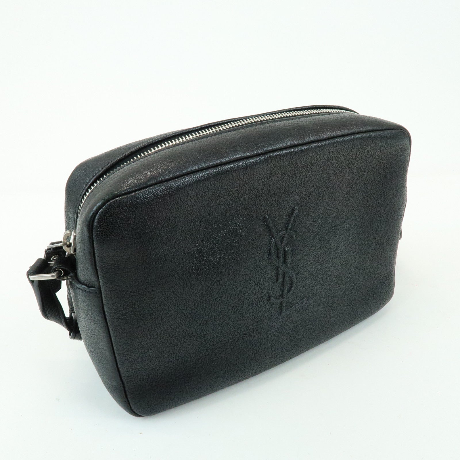 SAINT LAURENT PARIS Lou Cassandra Leather Shoulder Bag Tassel Black