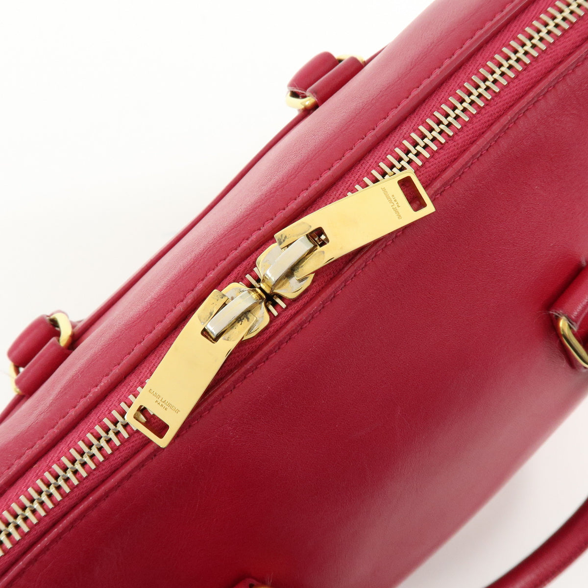 SAINT LAURENT PARIS Baby Duffle Leather 2Way Hand Bag Fuchsia 330958