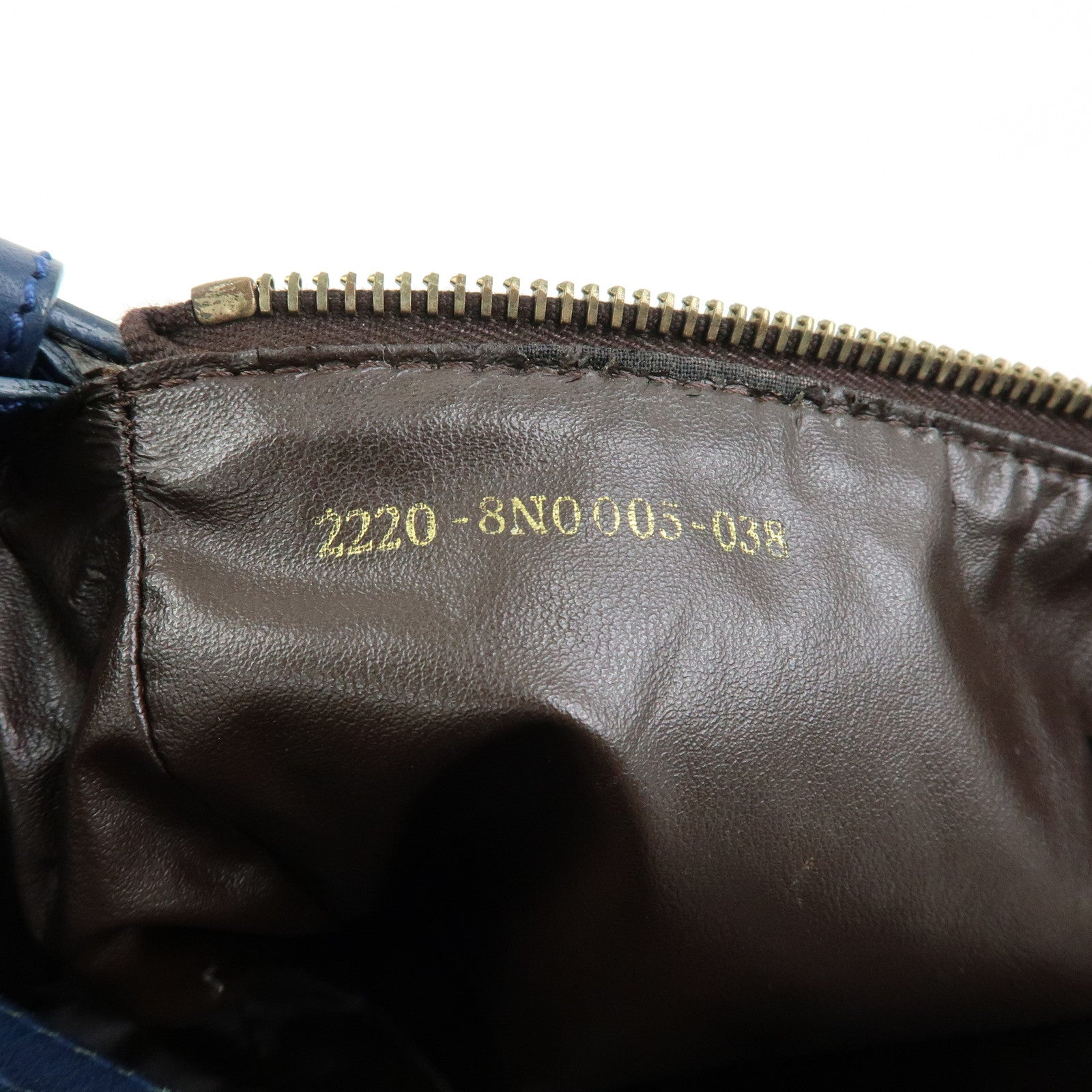 FENDI Zucca Canvas Leather Hand Bag Accessory Pouch Brown Blue 8N0005
