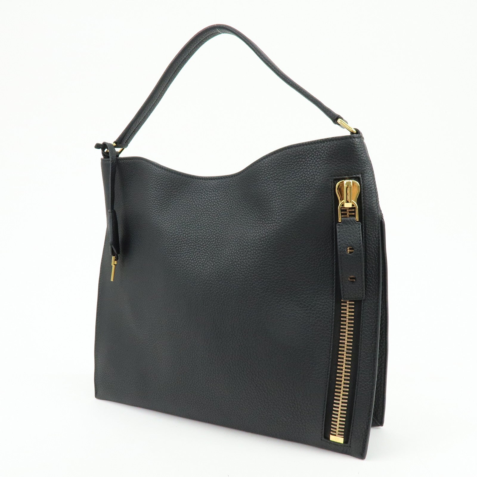 TOM FORD Alix Hobo Leather Shoulder Bag Black