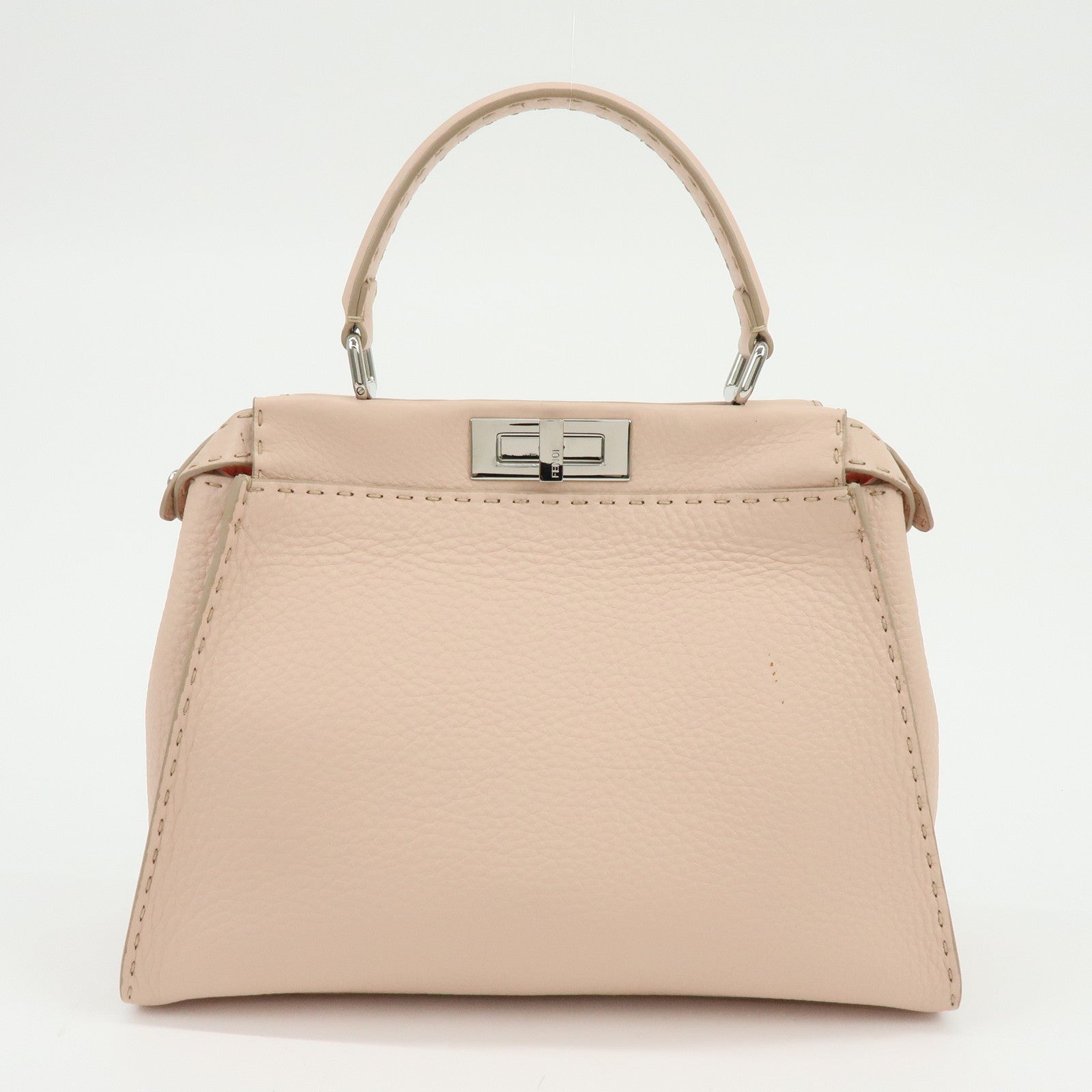 FENDI Peekaboo Calf Leather 2Way Shoulder Hand Bag Pink 8BN226