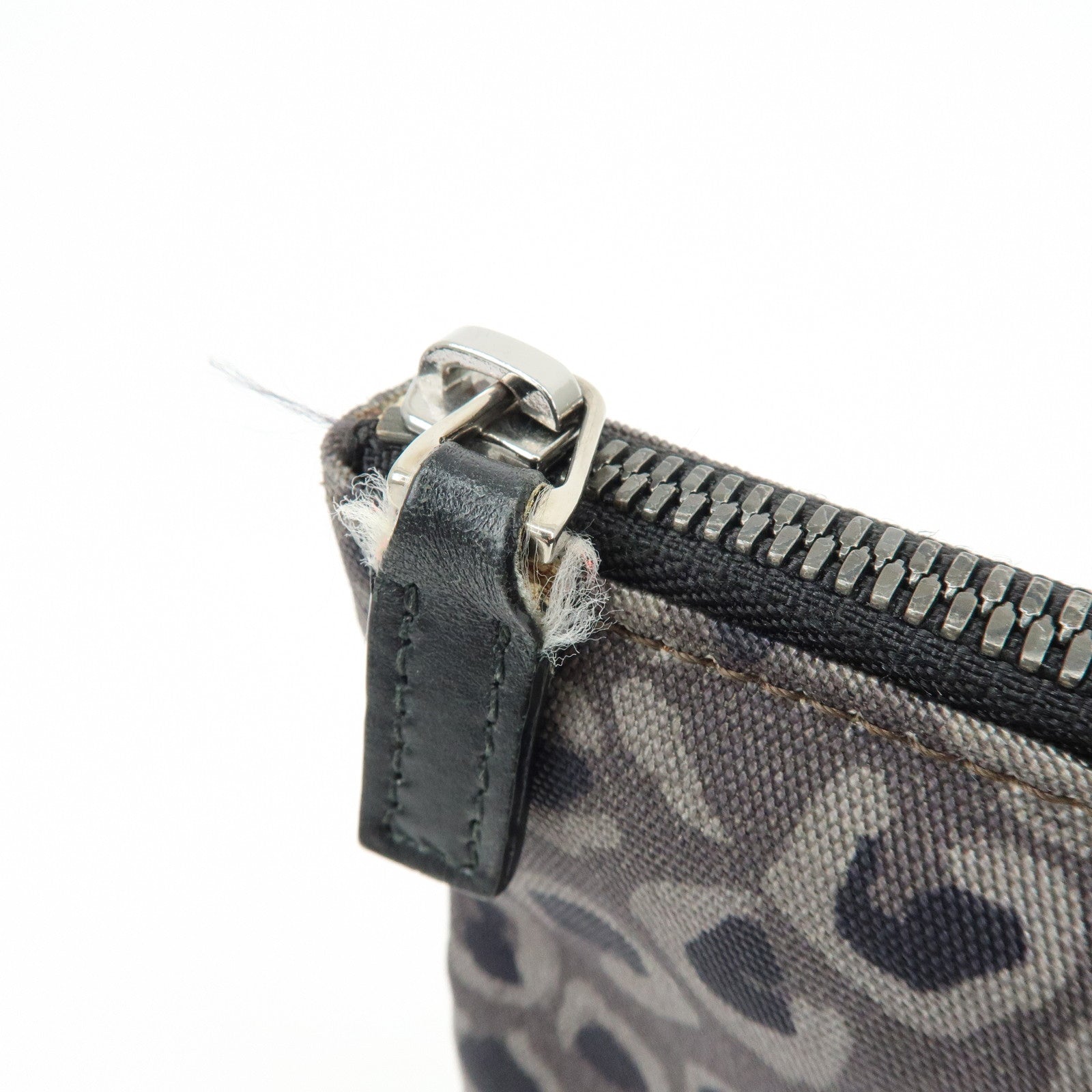 GUCCI Canvas Leather Clutch Bag Leopard Grey Black 353478