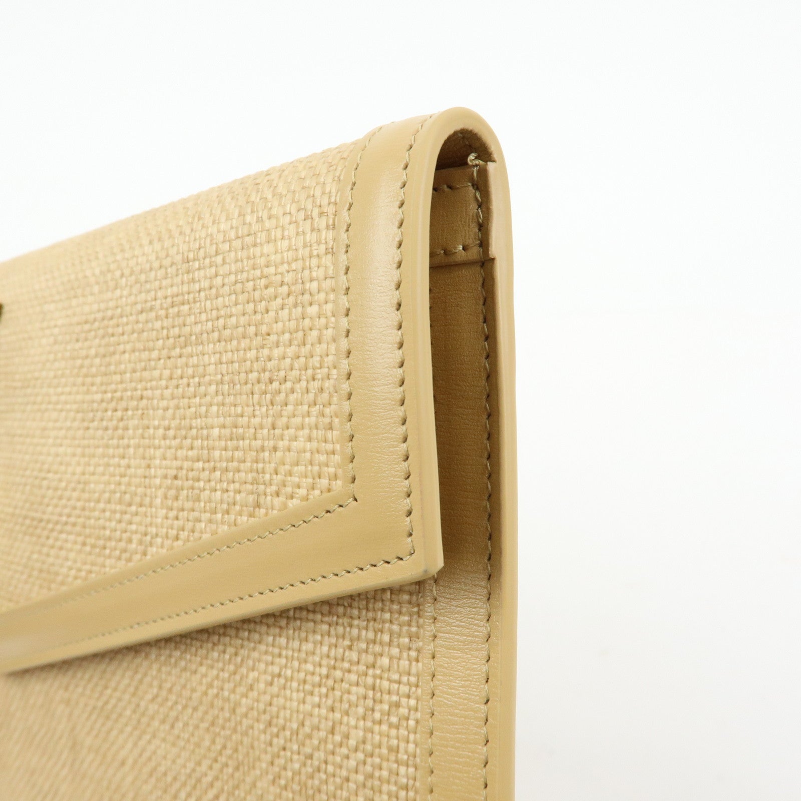 SAINT LAURENT PARIS Uptown Pouch Straw Leather Clutch Bag 565739
