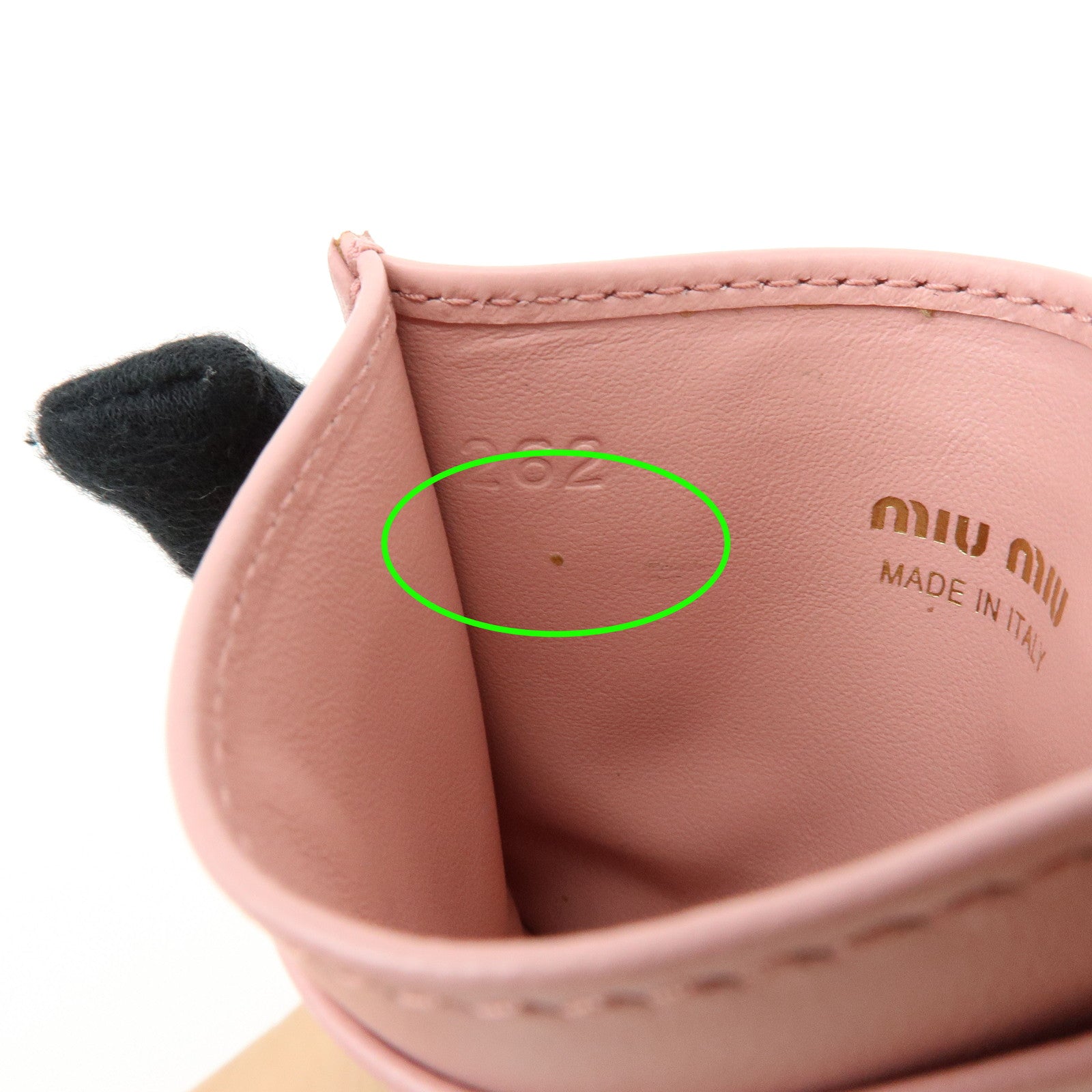 MIU MIU Leather Card Case Valentine Limited Heart Motif Rhinestone Pink