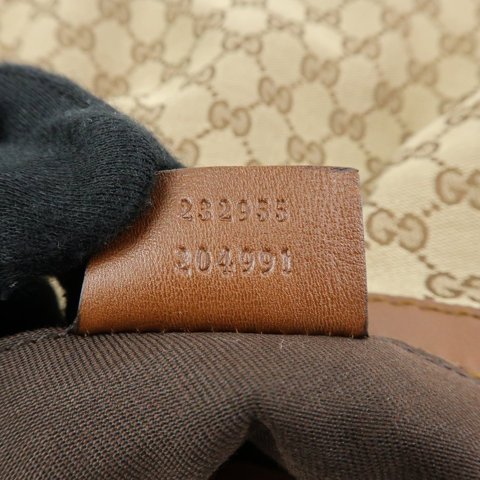 GUCCI Sukey Interlocking G GG Canvas Leather Shoulder Bag Beige 232955