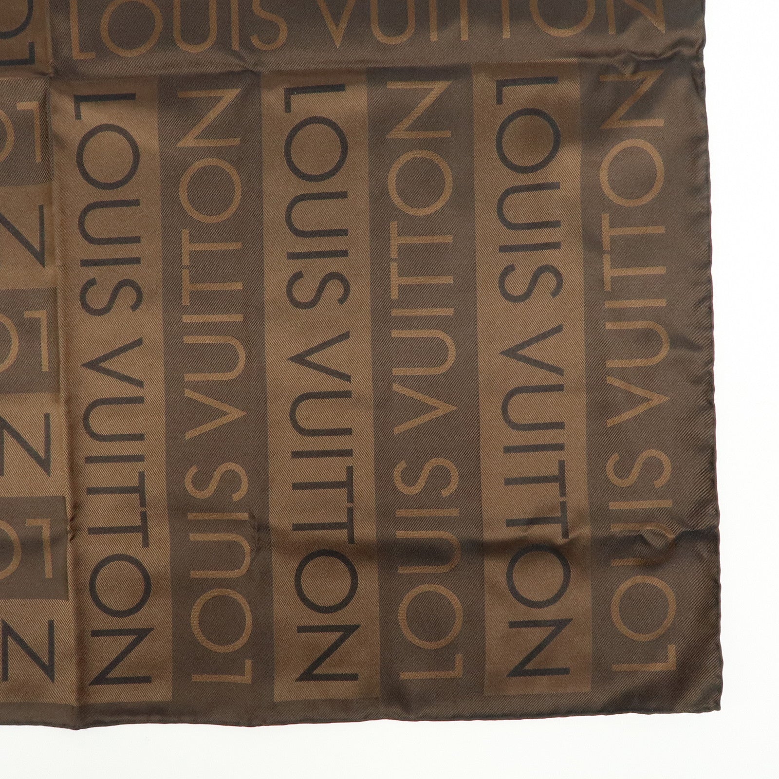 Louis Vuitton Logo Pattern Silk 100% Scarf Brown 70×70