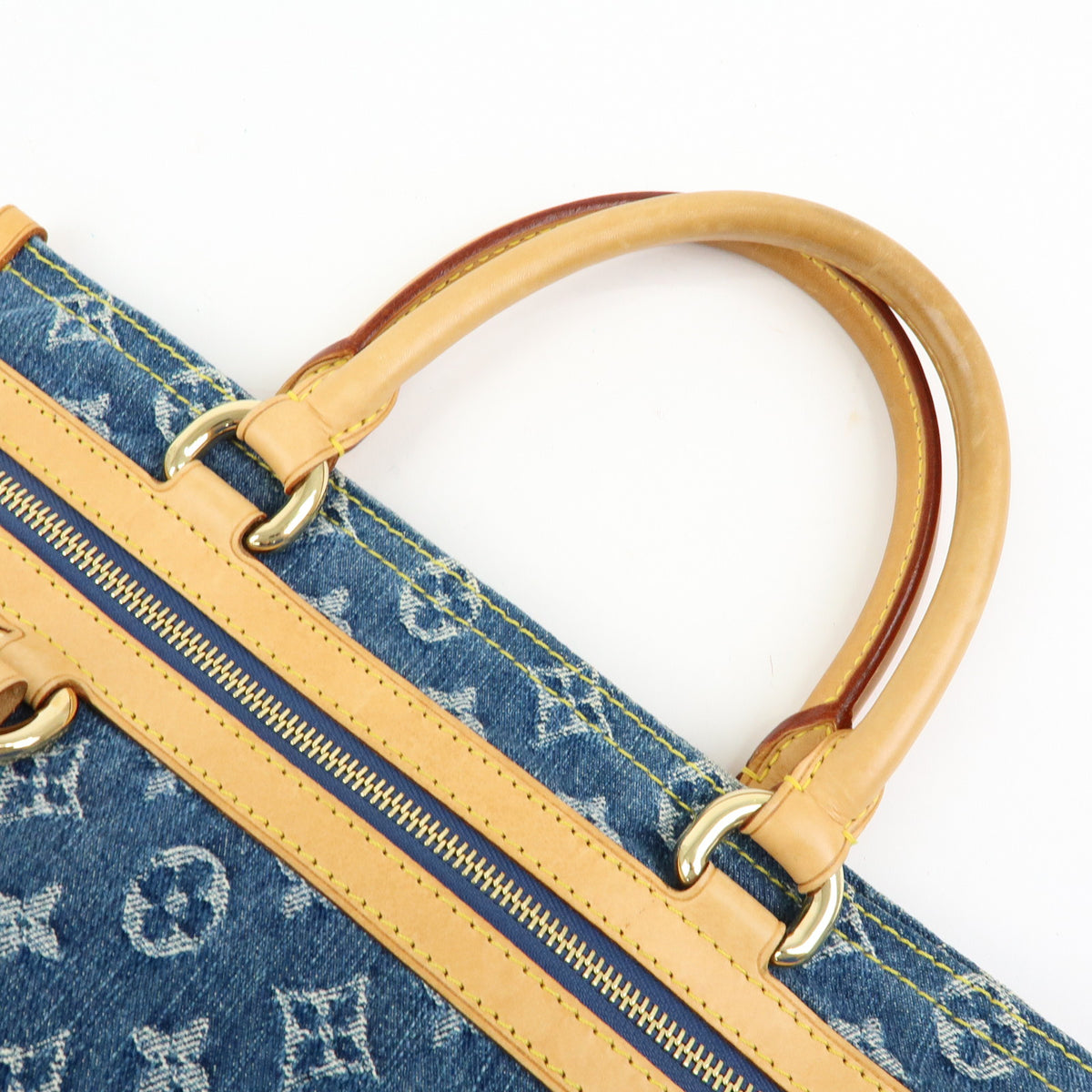 Louis Vuitton Monogram Denim Flat Shopper Tote Bag Blue M95018