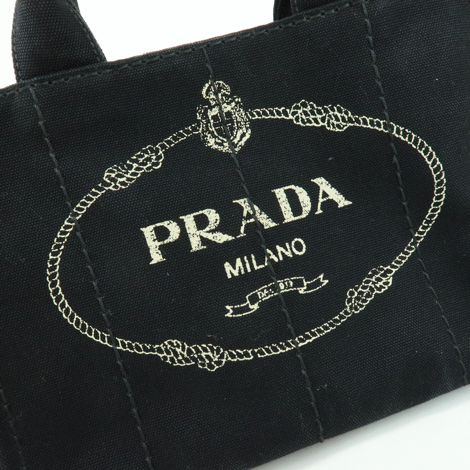 PRADA Canapa Mini Canvas 2Way Bag Hand Bag Black 1BG439