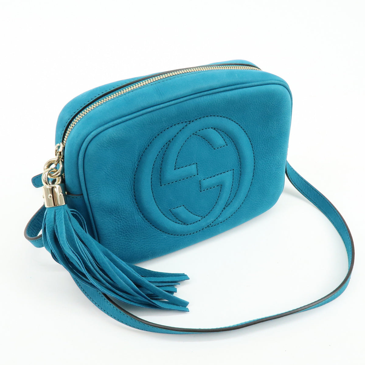 GUCCI SOHO Interlocking G Leather Disco Bag Shoulder Bag Blue 308364