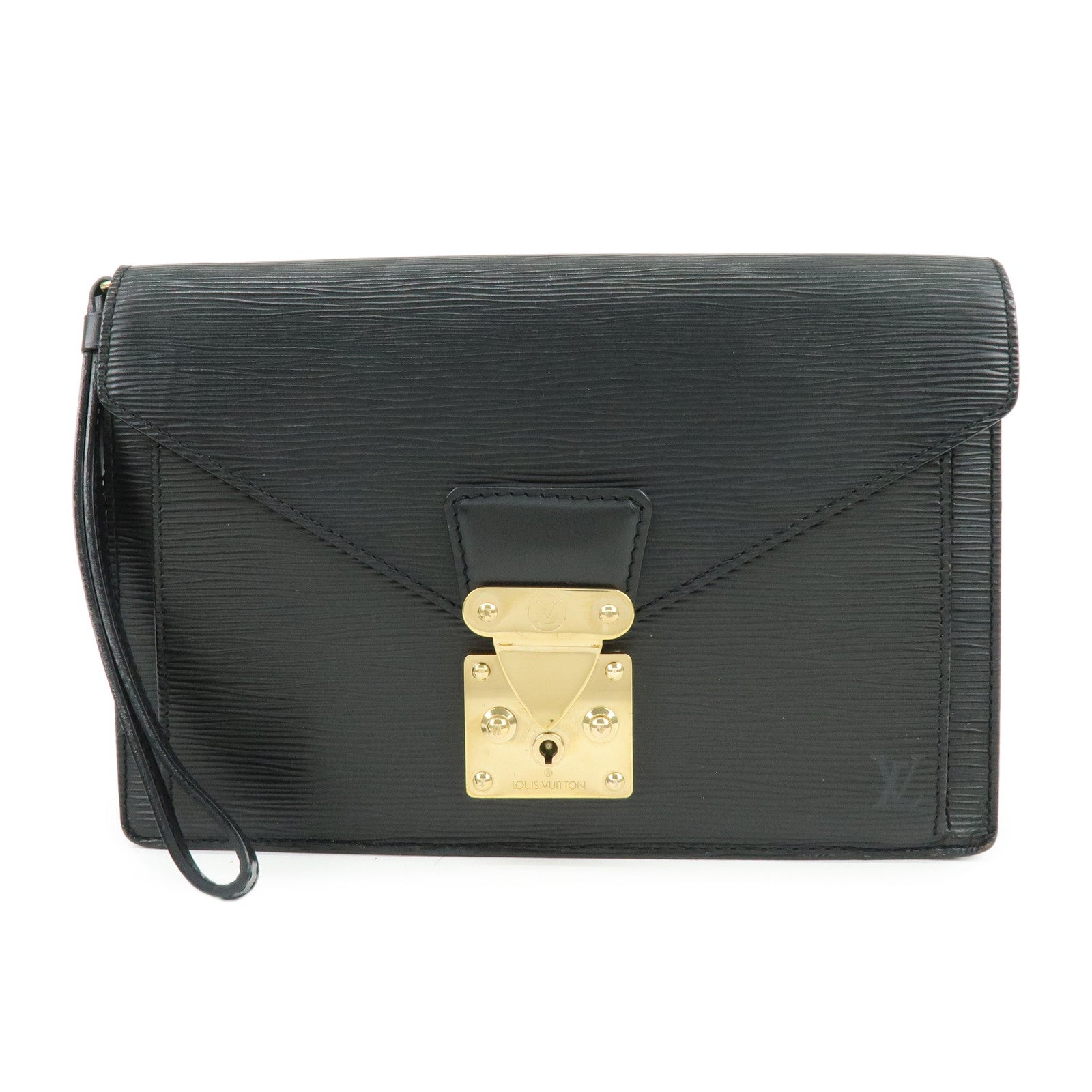 Louis Vuitton Epi Sellier Dragonne Leather Clutch Bag Noir Black M52612