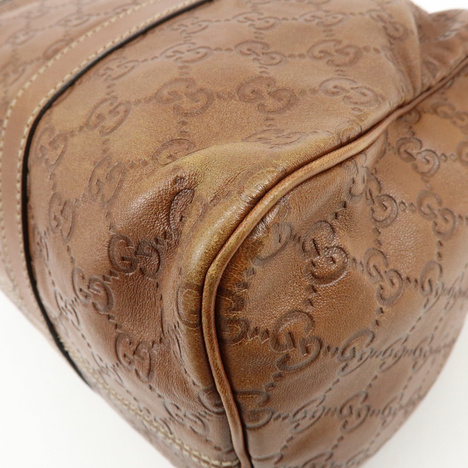 GUCCI Guccissima Leather Boston Bag Hand Bag Brown 193603