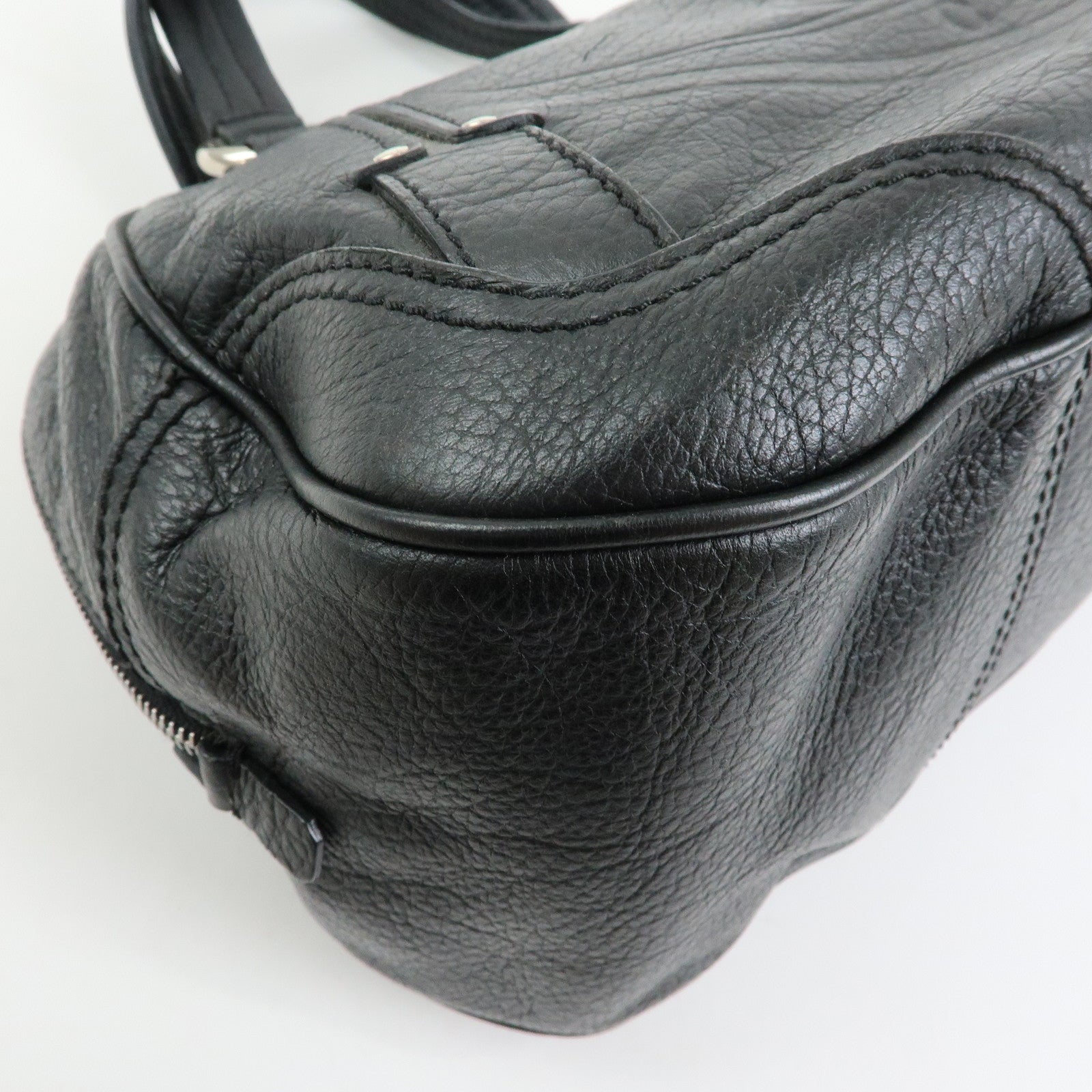 CELINE Macadam Leather Shoulder Bag Hand Bag Black