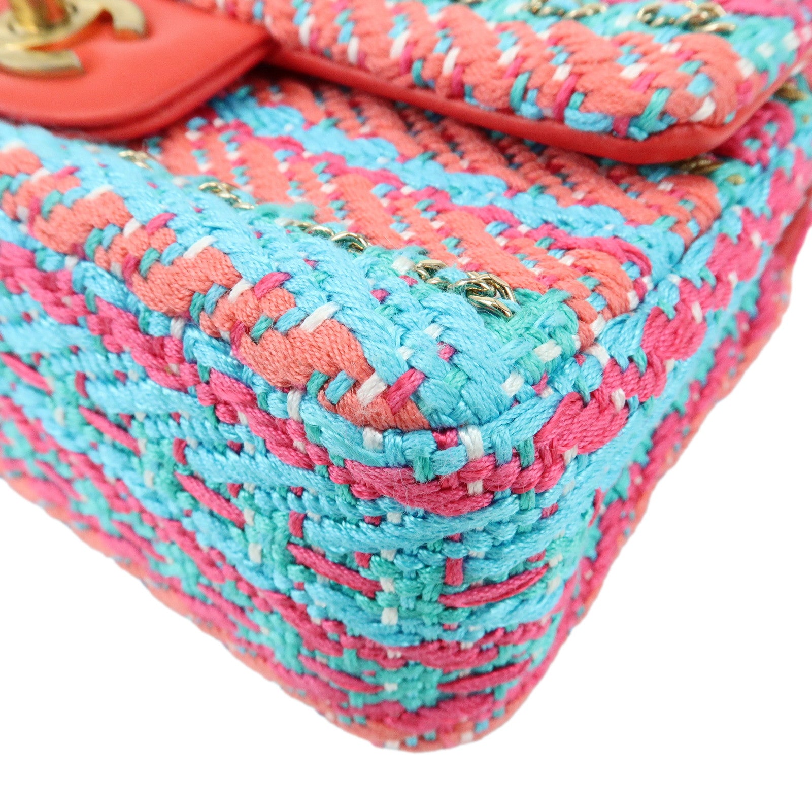 CHANEL Mix Fiber Tweed Mini Flap Bag 20 Chain Shoulder bag A69900
