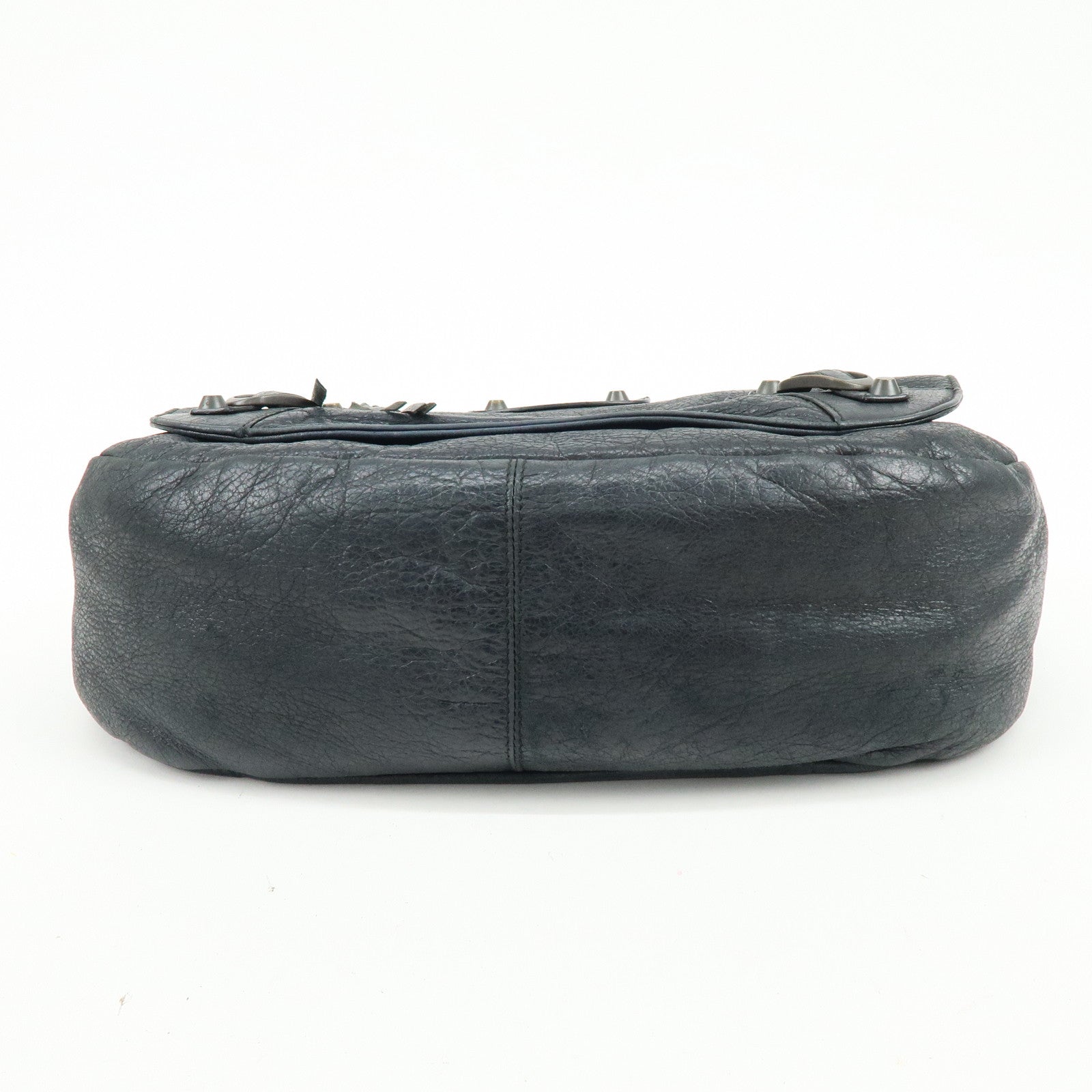 BALENCIAGA THE FOLK Leather Shoulder Bag Black 246432