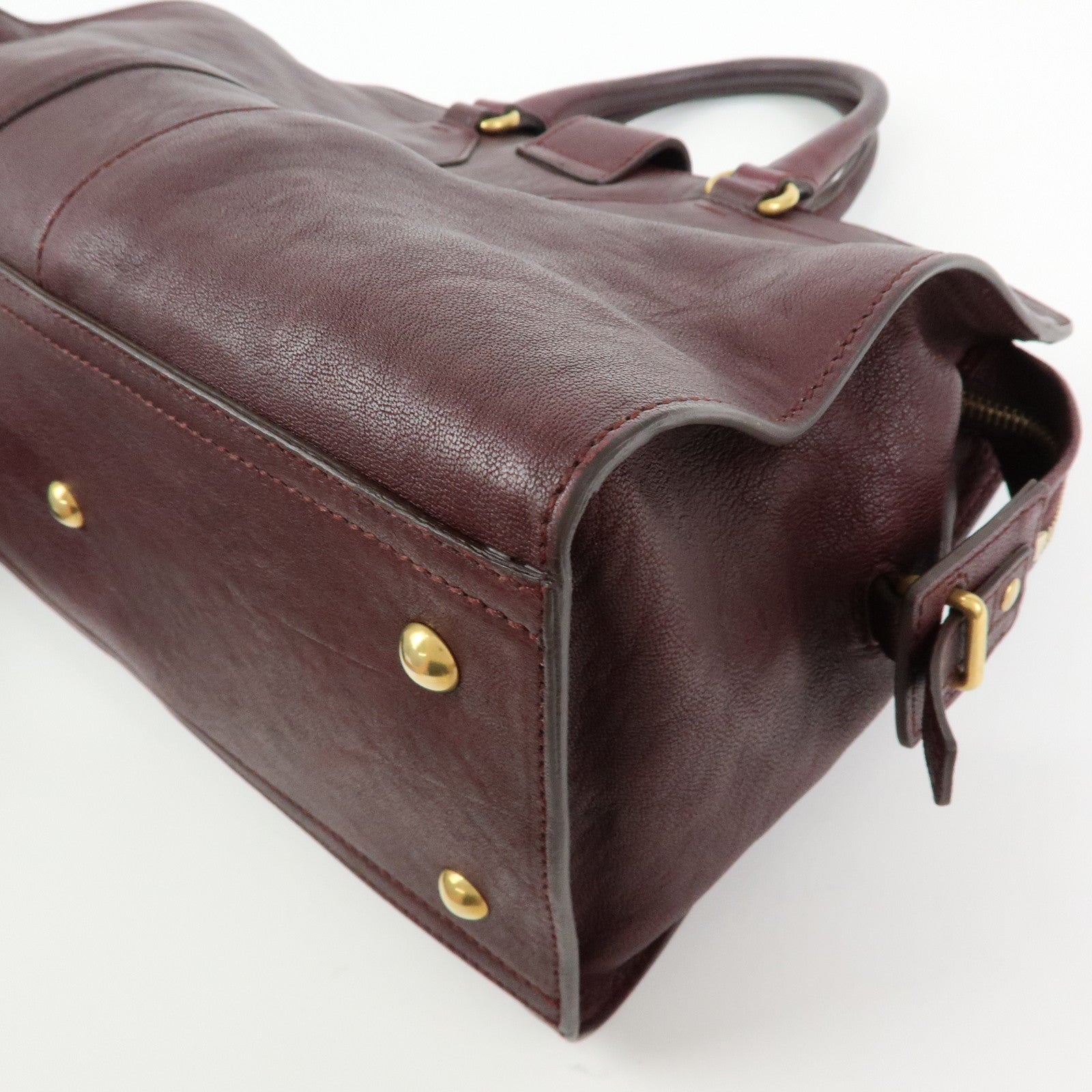 SAINT LAURENT PARIS Y Line Cabas Chyc Leather 2Way Bag Purple Brown