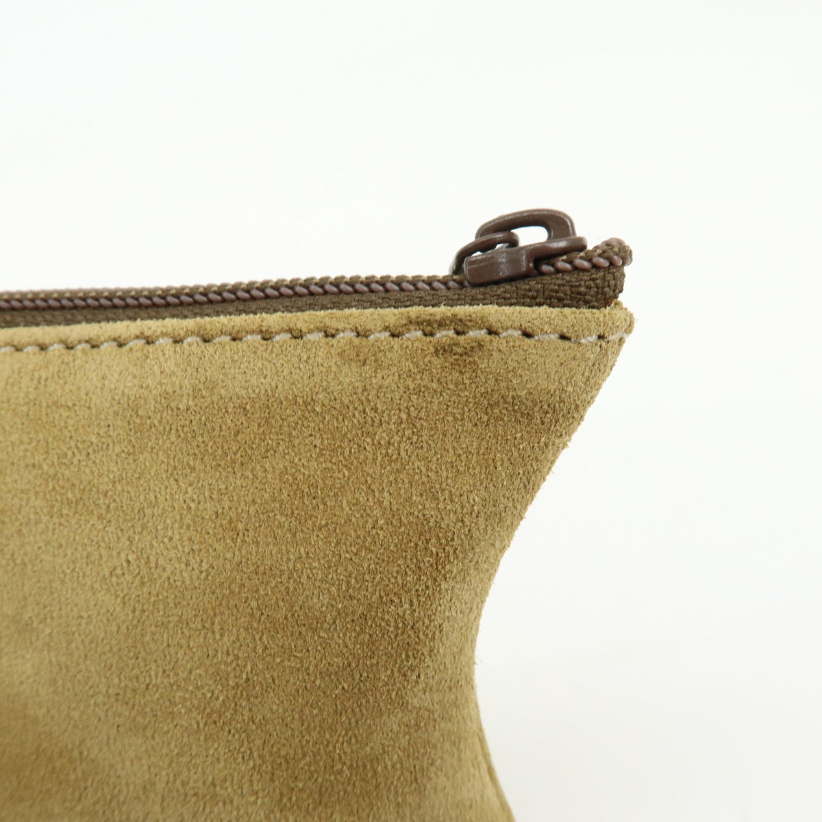 LOEWE Anagram Suede Accessory Pouch Makeup Bag Pouch Beige Gold